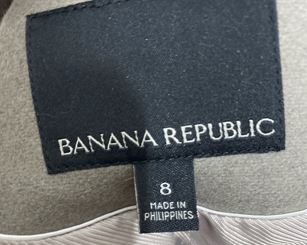 Banana Republic x Mario Bellucci Blazer Women Size 8 Wool Blend Taupe Tie Neck