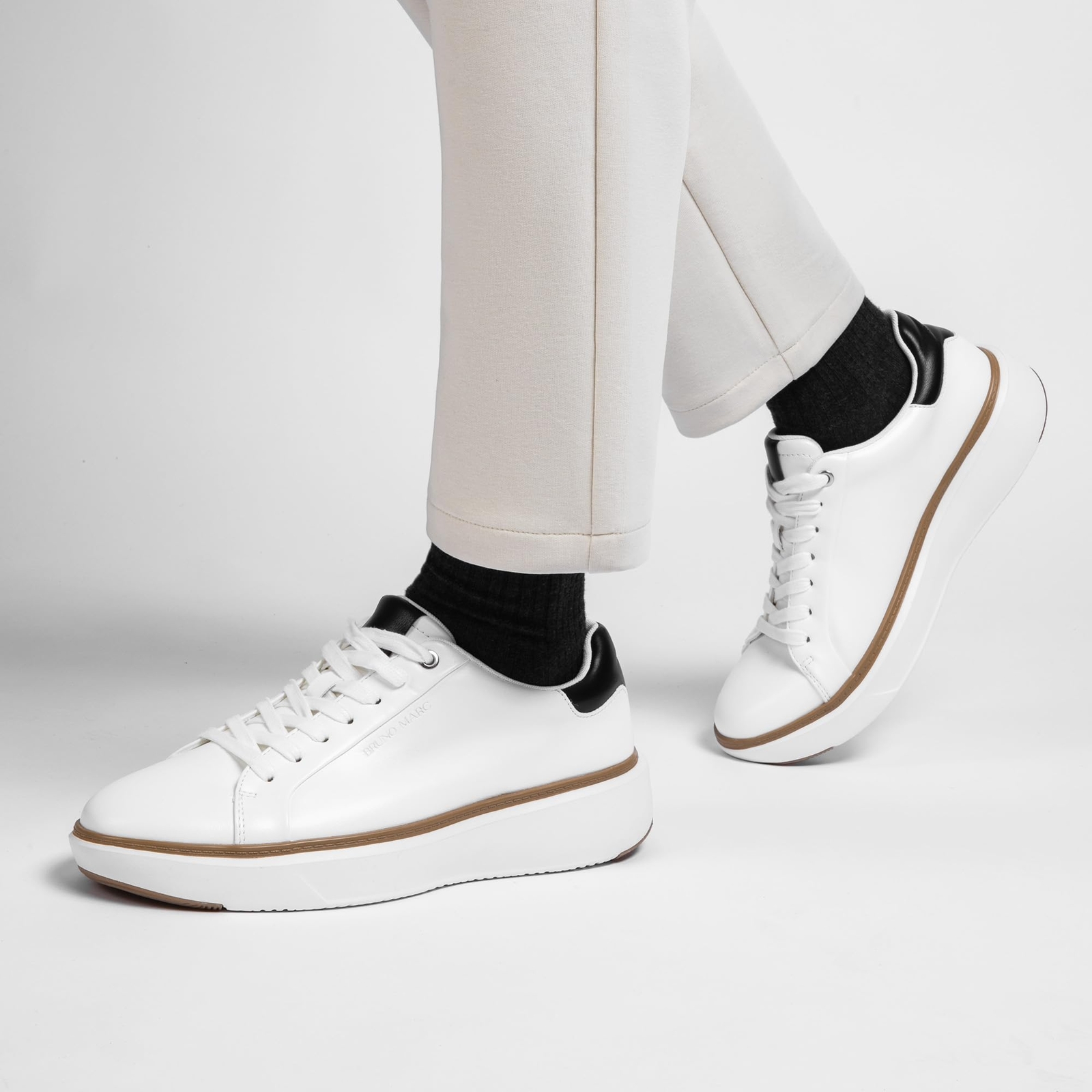 Men’s Fashion Sneakers Casual Breathable Shoes Black/White/Brown Size 8-13
