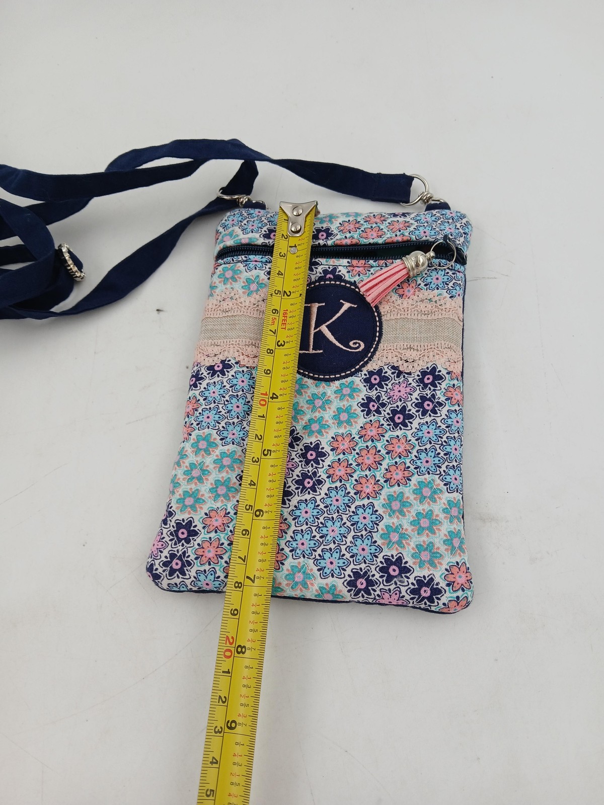 Monogram Floral Crossbody Bag Womens Small Blue Pink K Initial Purse Organizer