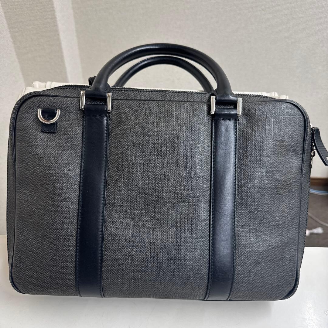 BVLGARI Mens Gray PVC Leather Business Briefcase Bag Padlock Name Tag Auth