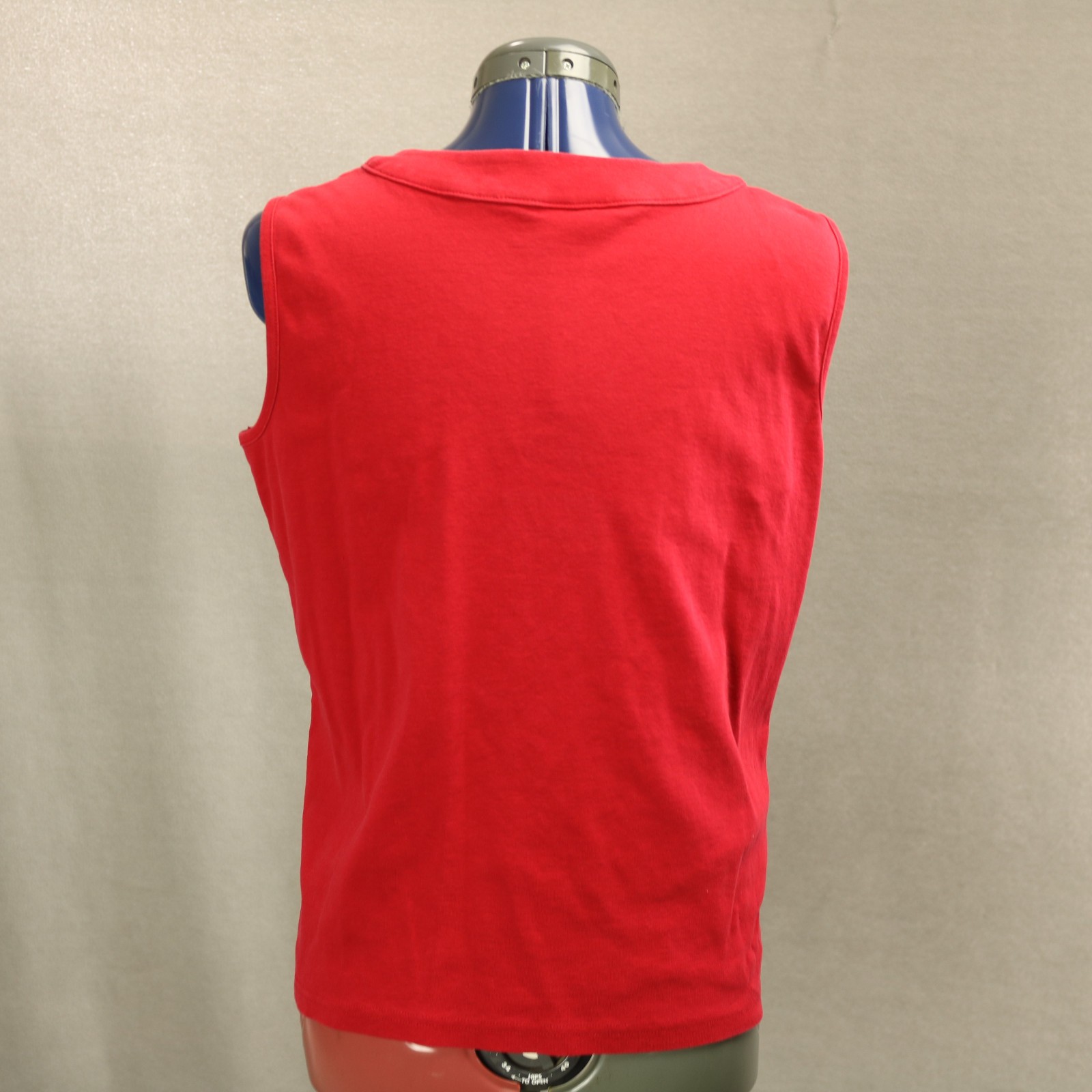 Christopher & Banks Button Accent V-Neck Sleeveless Knit Top Red L