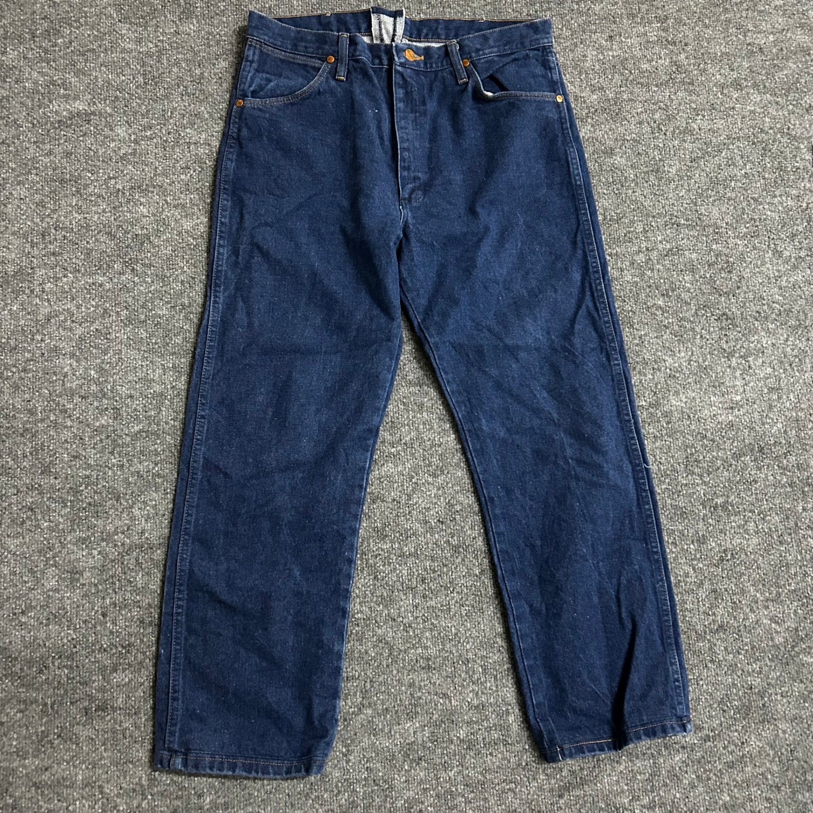 Wrangler Jeans Mens Size 35×32 Blue 13MWZ Cowboy Cut Rigid Indigo Straight Leg