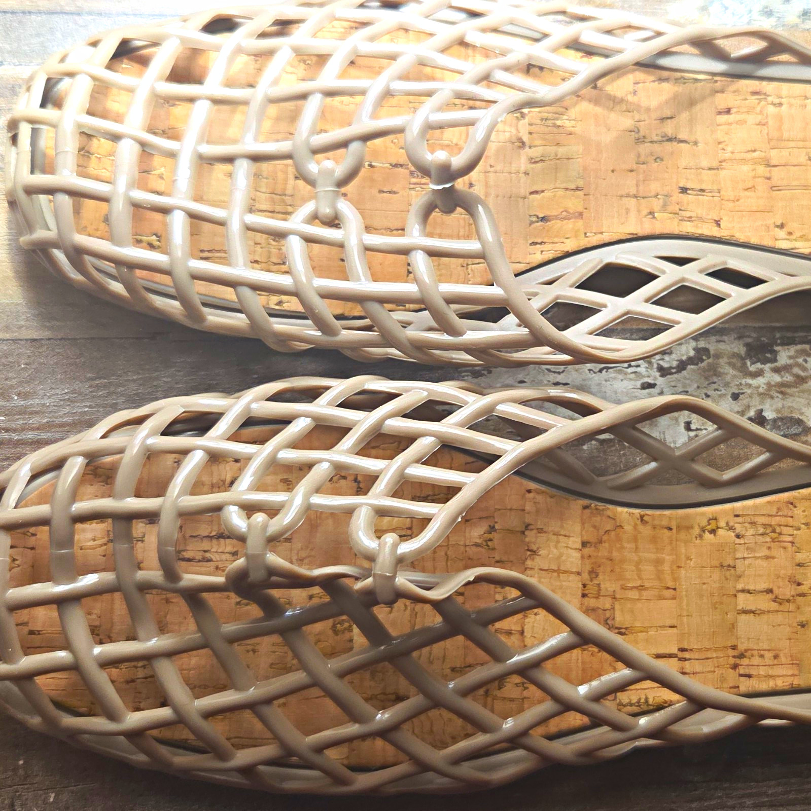 Women’s Beige Fisherman Jelly Sandals Cork Footbed Slip-On EU 41 A01