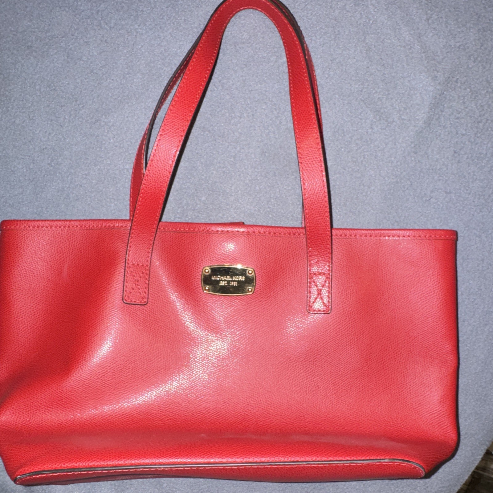 Michael Kors Bag Jet Set Red Saffiano Leather Tote Shoulder Handbag 15×9