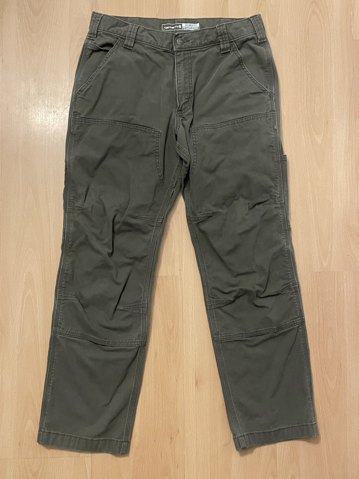 Carhartt 102802 Canvas Double Knee Pants Green Y2K Workwear Preppy 32X30 (31X29)