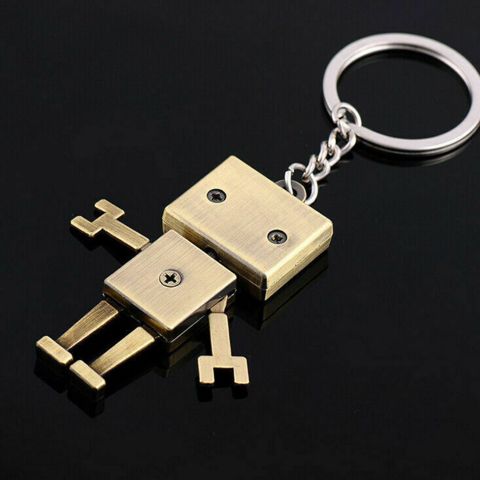 1*Cute Movable Metal Robot Keychain Keyring Key Chain Ring Bag Purse Pendant A