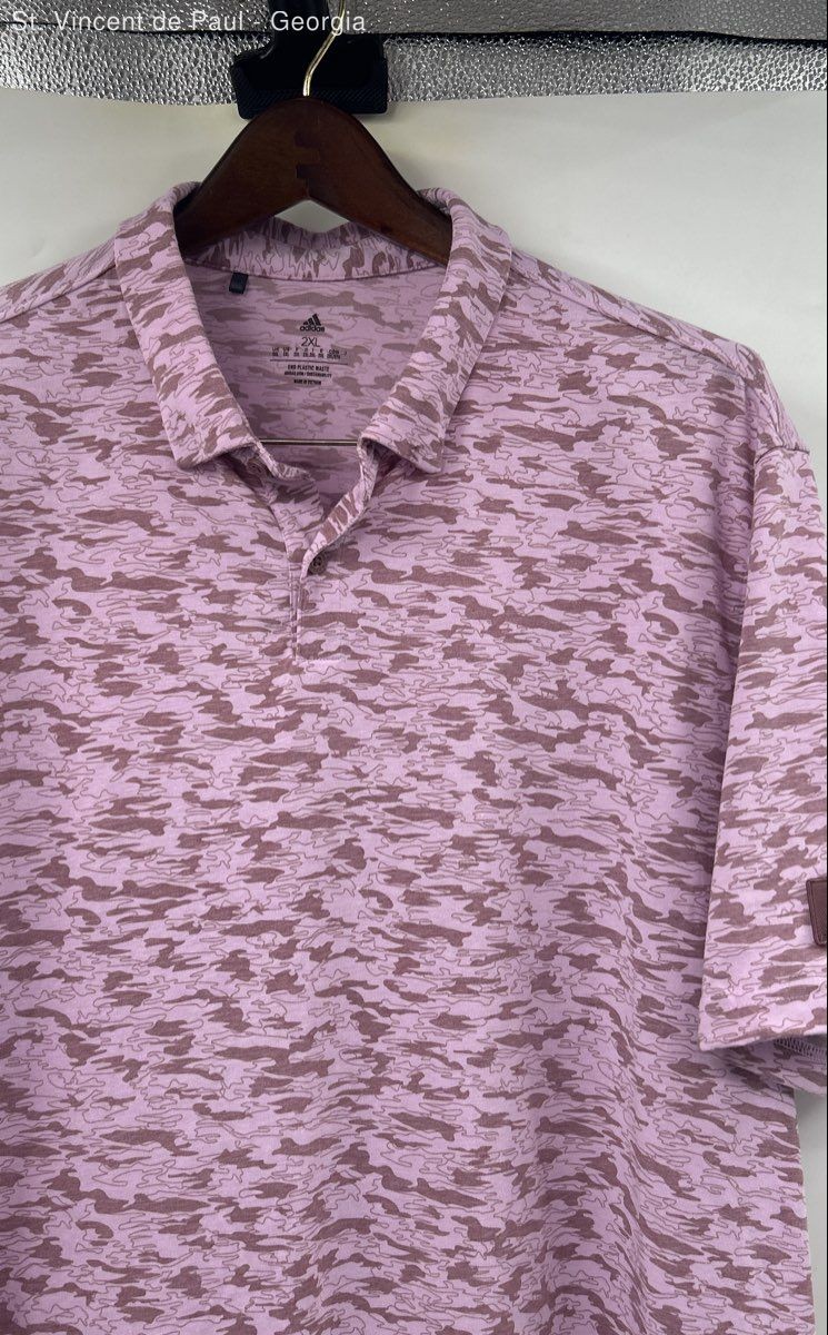 Adidas Short Sleeve Digi Camo Polo Shirt Men’s 2XL Pink Casual