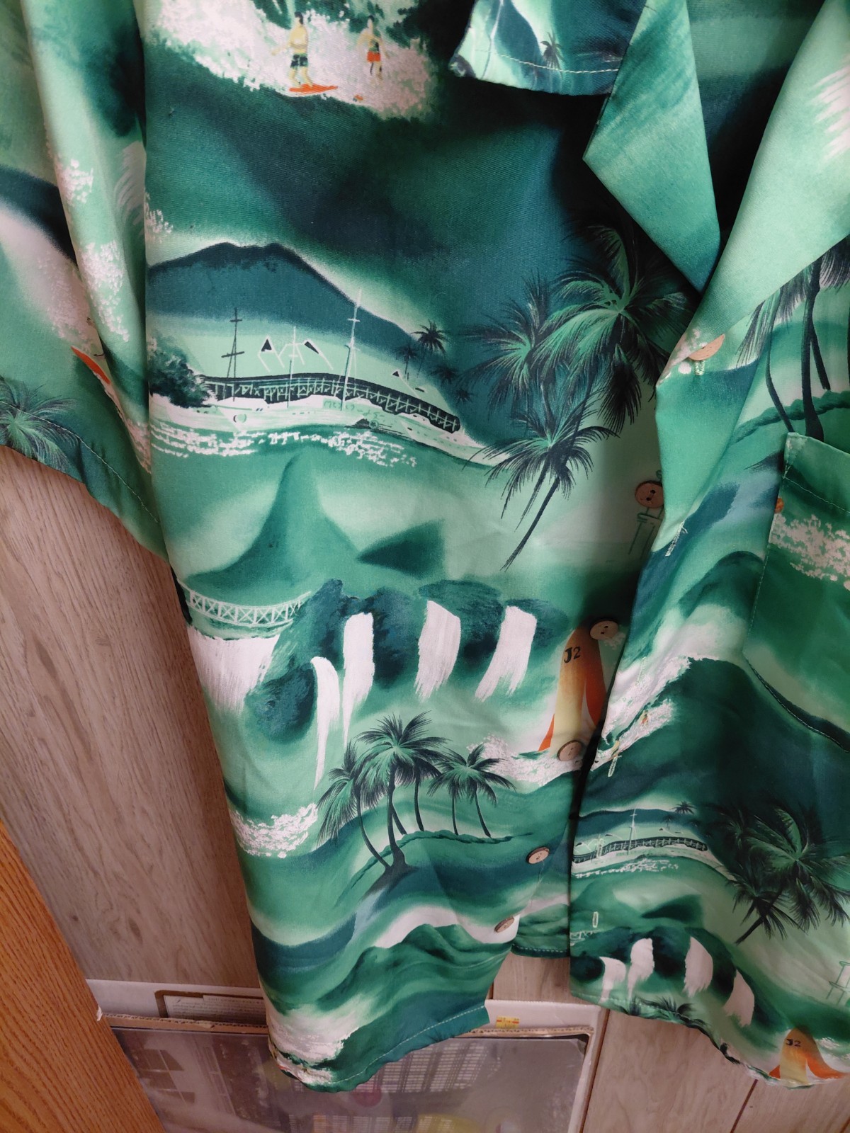 Vtg 70’s Kennington Loop Collar Beach Hawaiian Aloha Polyster Men’s Shirt L