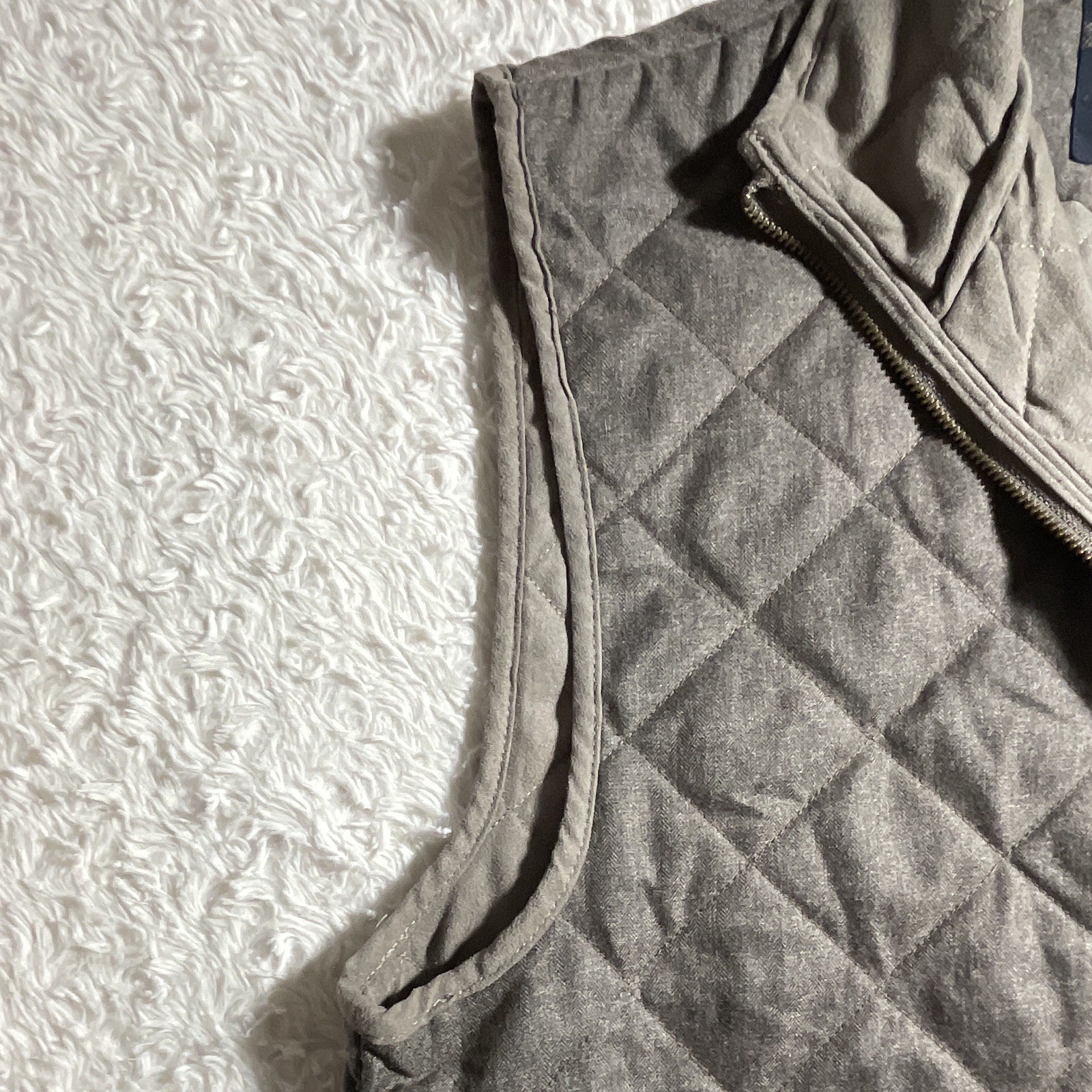 Southern Marsh Men’s Gray Quilted Full Zip Vest Stand-Up Collar Pockets M