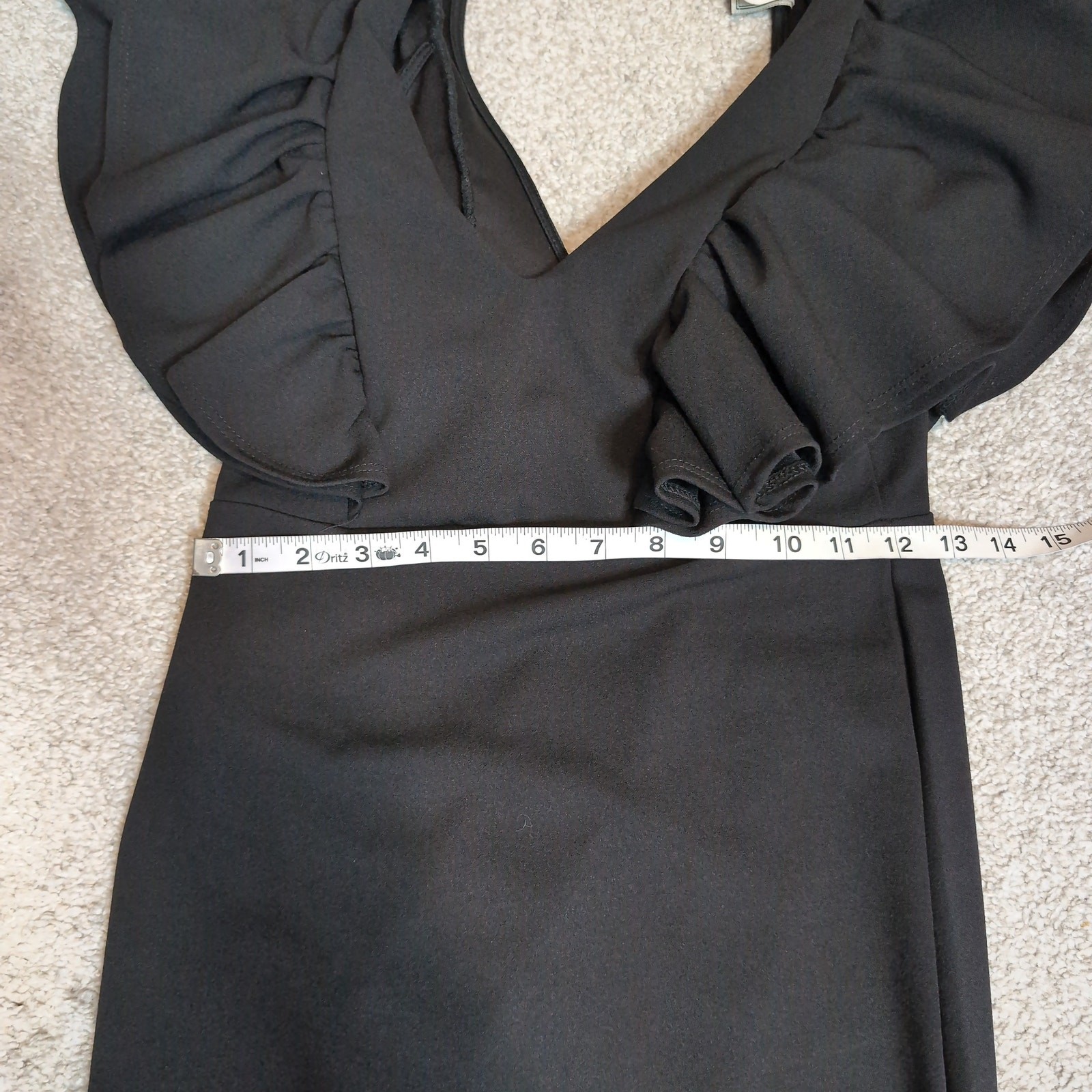 Ruffled V Neck Bodycon Glam Dress
