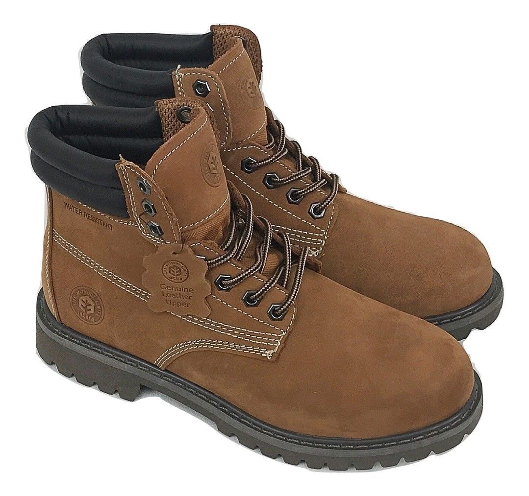 Men’s Work Boots Genuine Leather Water Resistant Wheat Black Brown 8601
