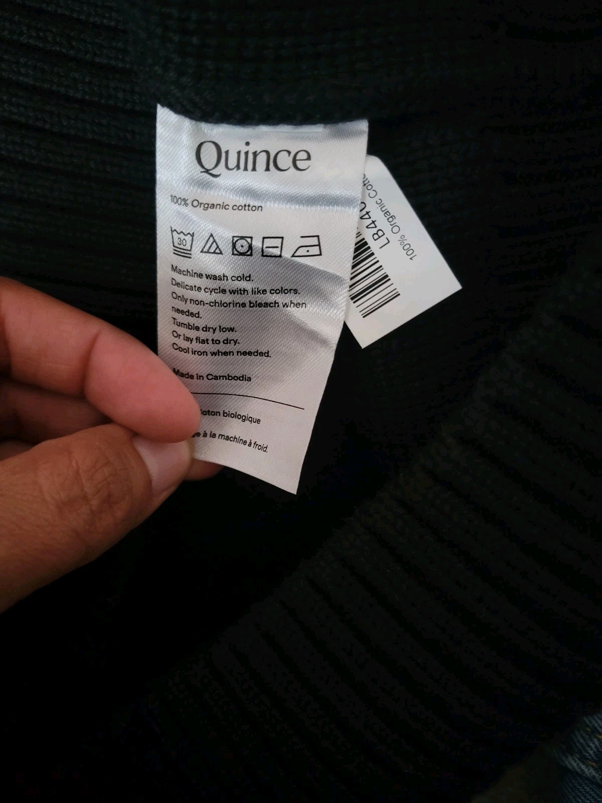 Quince Black 100% Organic Cotton Turtleneck Sweater XL