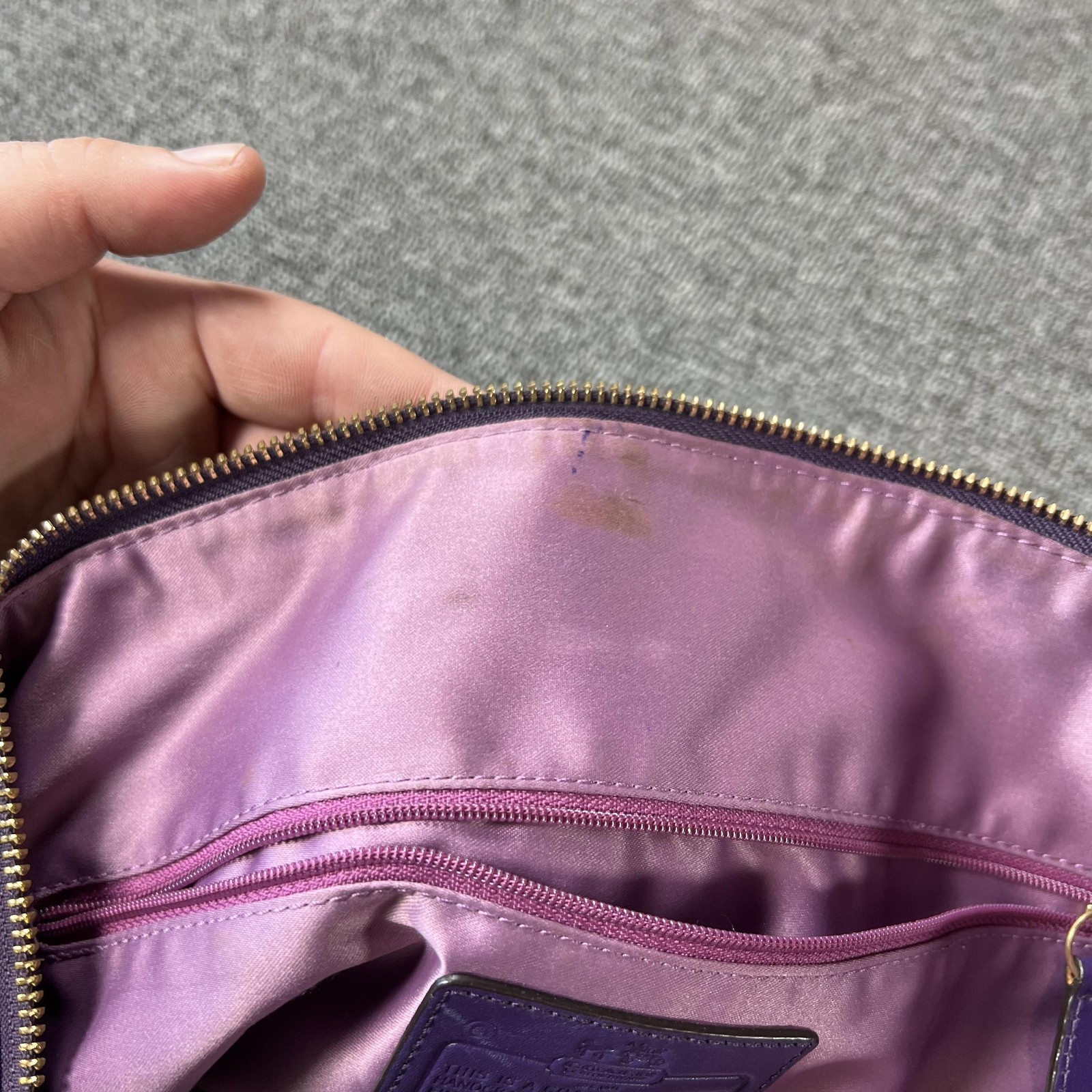 Coach Satchel Bag Womens Purple Leather Madison Sophia Top Handle Zip