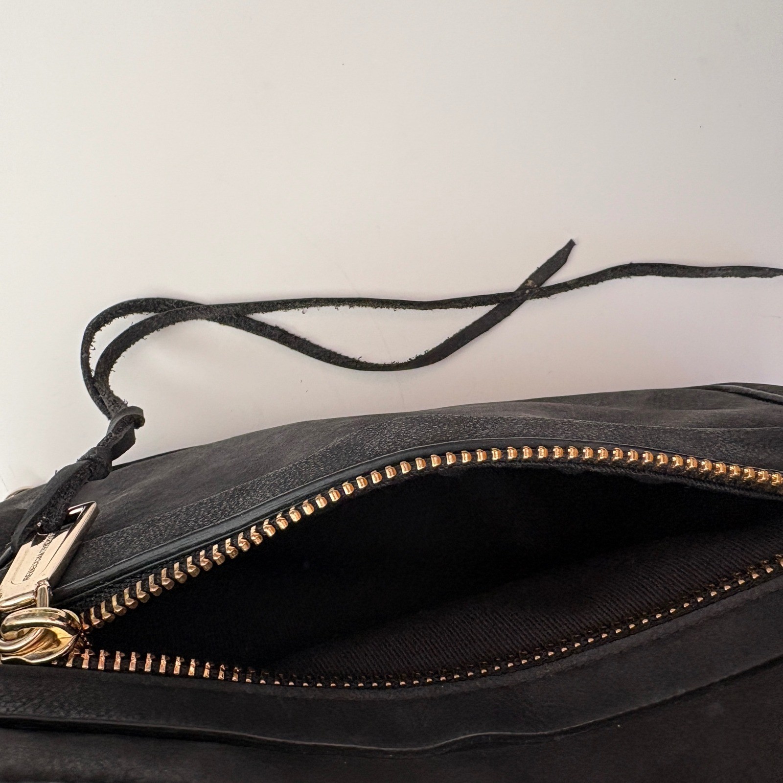 Rebecca Minkoff Mini MAC Crossbody Bag Black Nubuck Leather Gold Hardware Clutch