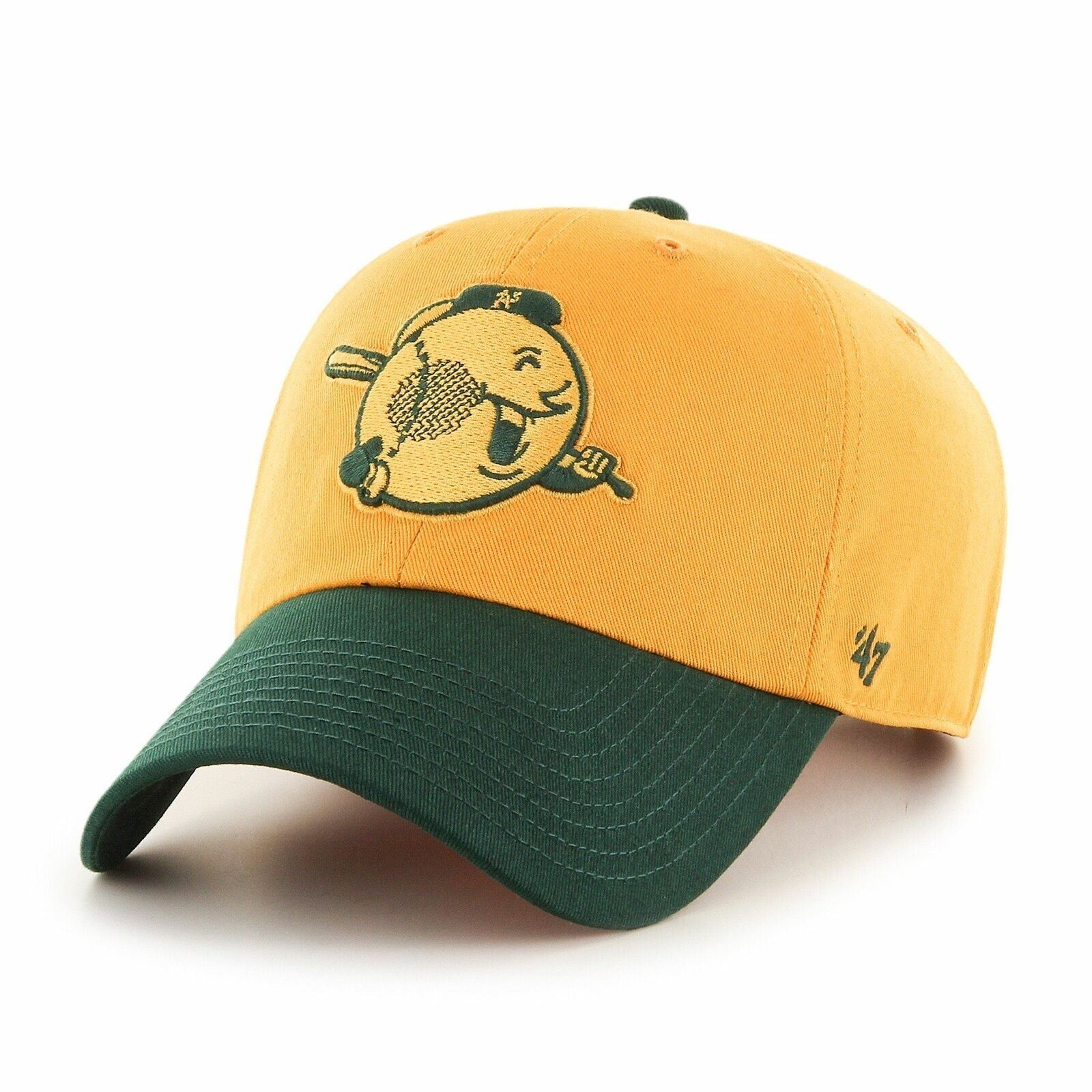 Mens 47 Brand Oakland Athletics Clean Up Strapback – Yellow/Green