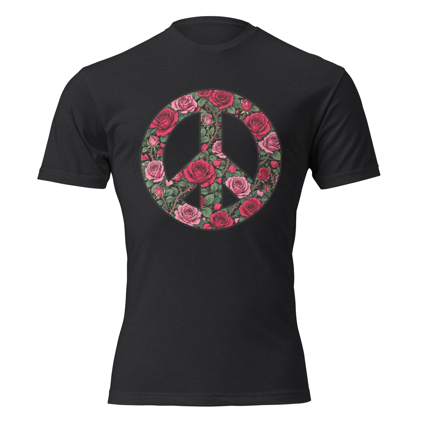 Floral Hippie Peace Sign/Symbol Unisex Rose T-Shirt Next Level 6210