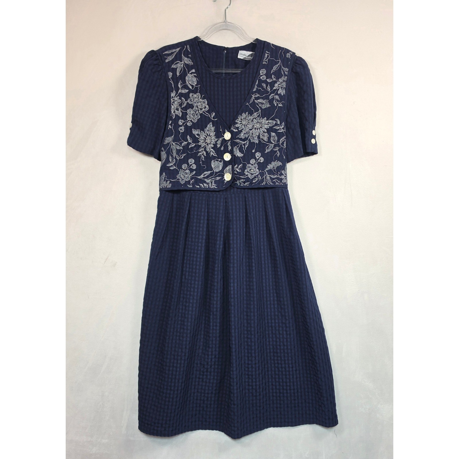 Vintage Sunshine Starshine Maxi Dress Women’s XL Navy Floral Cottagecore Prairie
