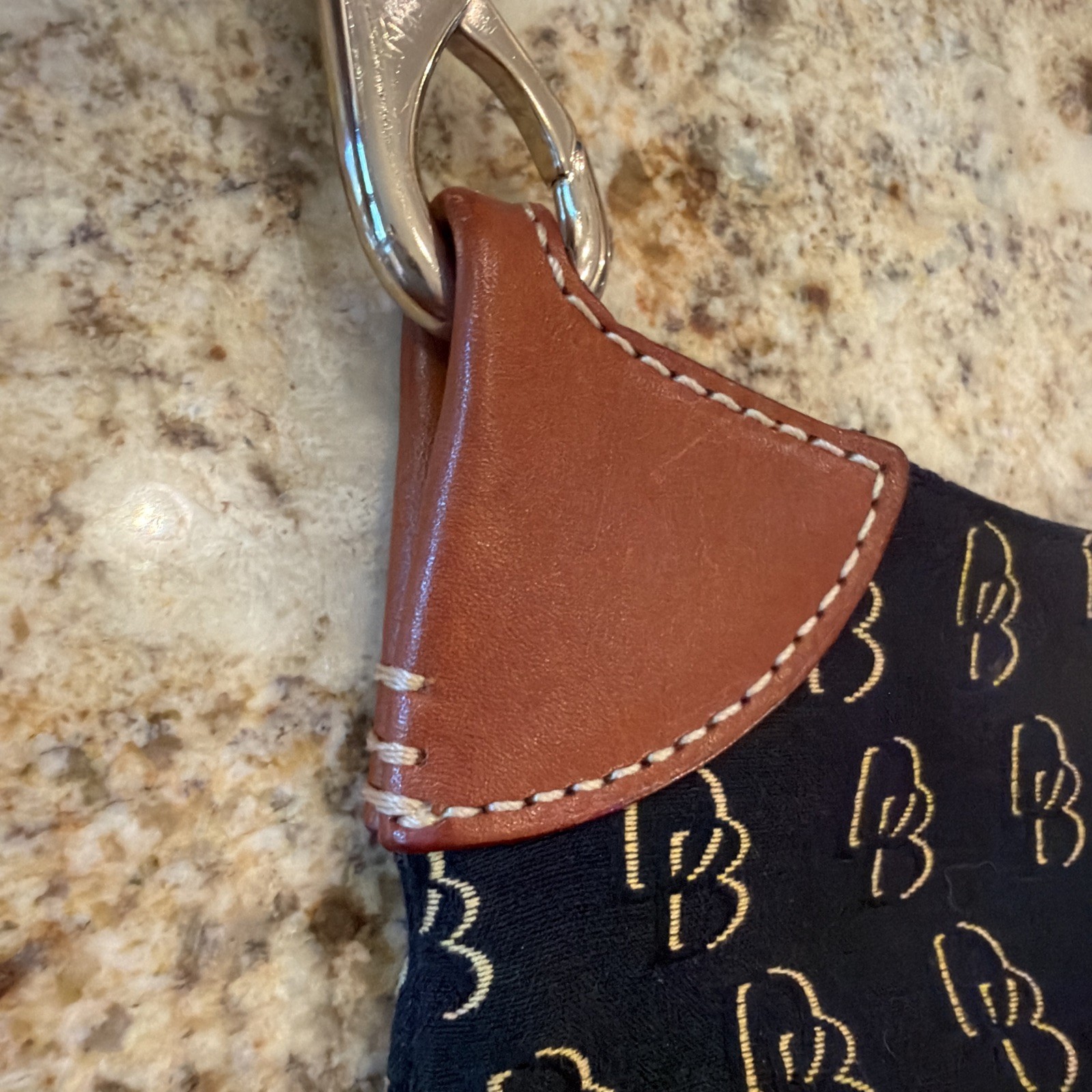 Dooney & Bourke Florentine Medium Black Brown Crossbody Jaquard Canvas Leather