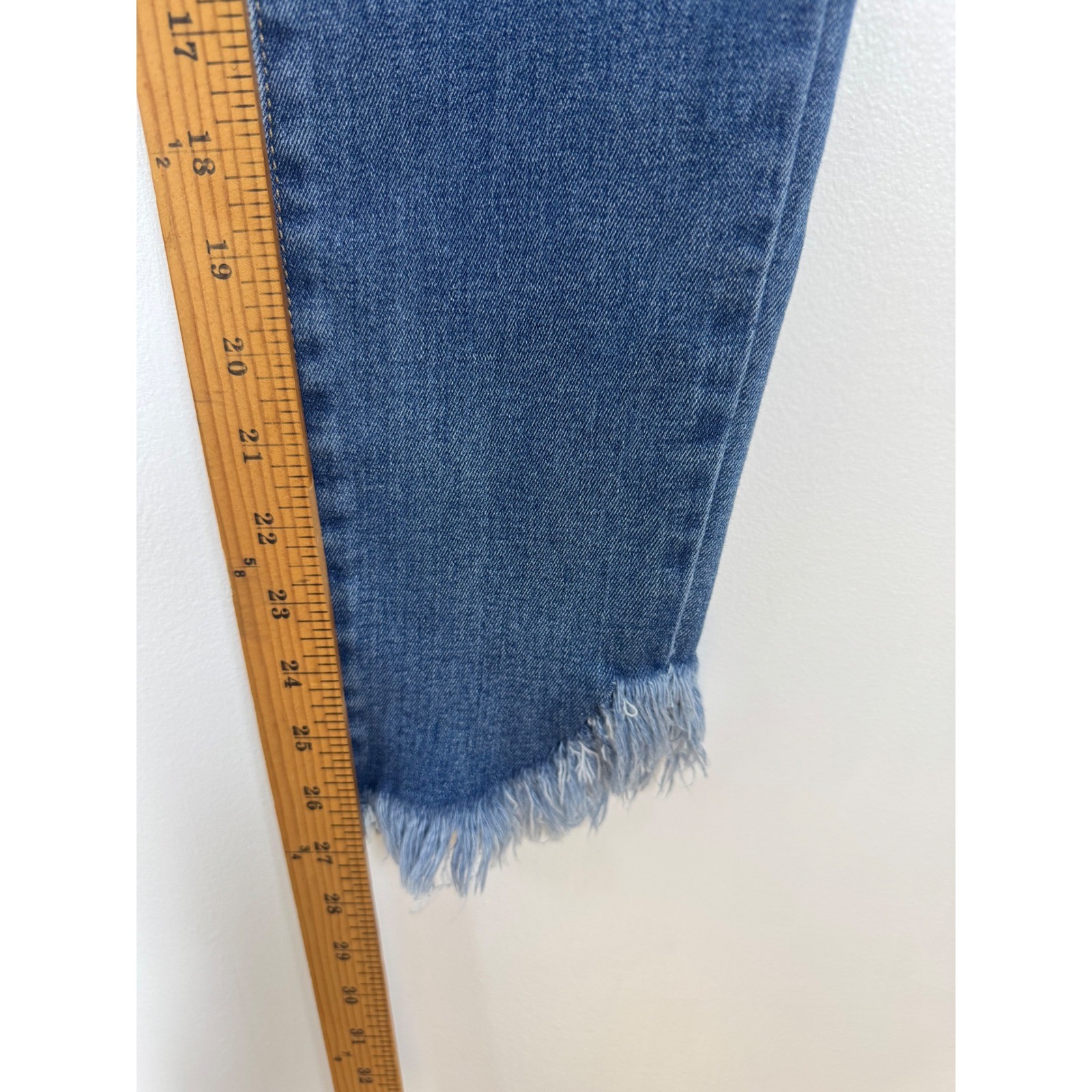 Boho Just Black Denim Womens 29 Skinny Jeans Blue Frayed Tulip Hem BP246J USA