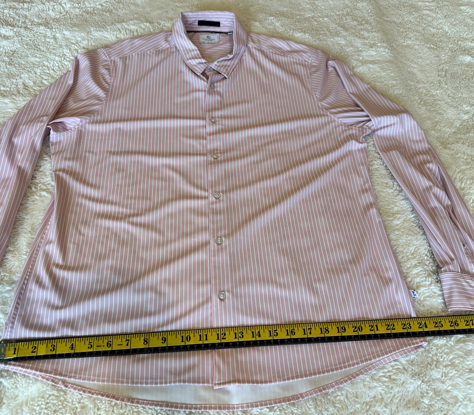 7D 7DIAMONDS PINK STRIPES CAMDEN 4 WAY STRETCH MEN’S DRESS SHIRT XL