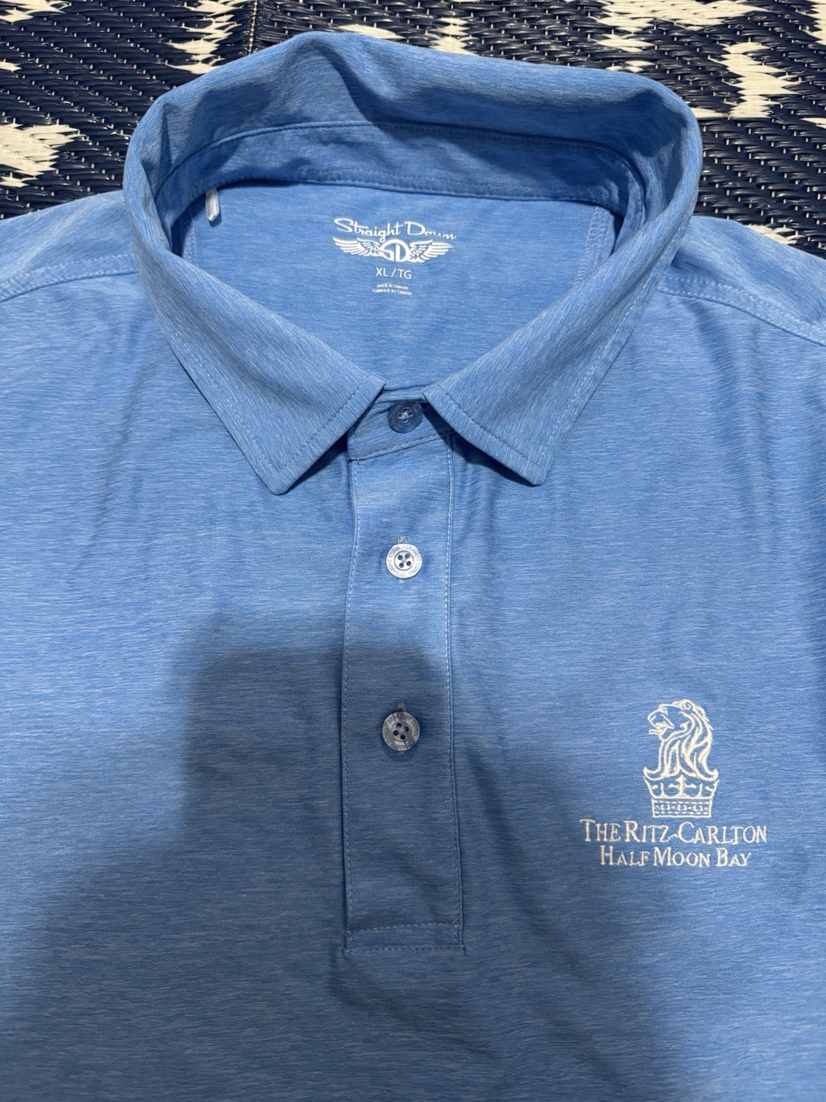 Straight Down Polo Mens XL Blue Performance The Ritz Carlton Half Moon Bay Golf