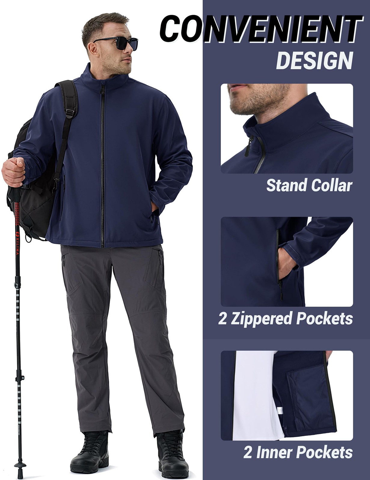 Men’s Lightweight Softshell Jacket Waterproof Fleece Lined Winter Winter Jackets