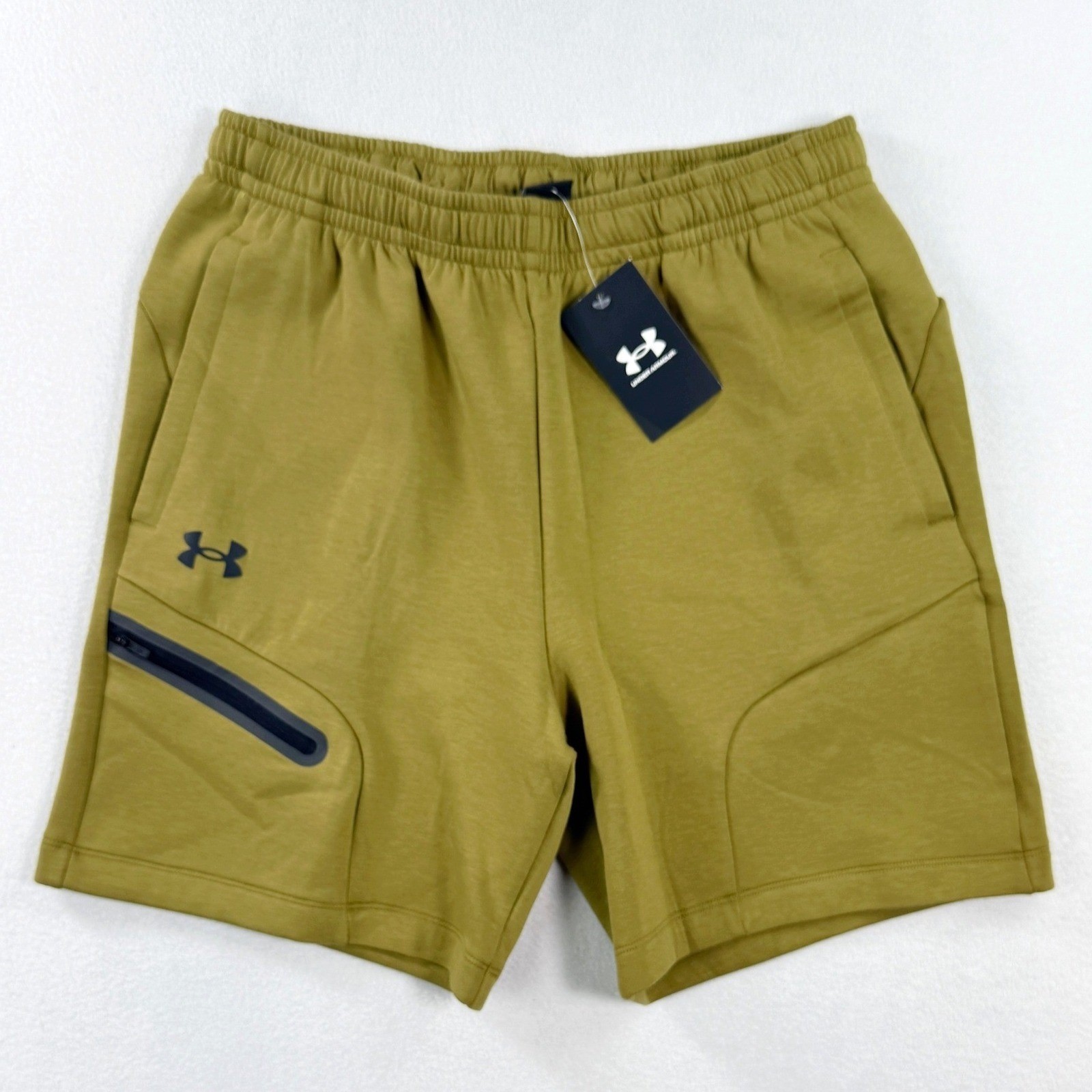 Under Armour UA Unstoppable 7″ Shorts – Size L – Mens Green Fleece Shorts – NEW