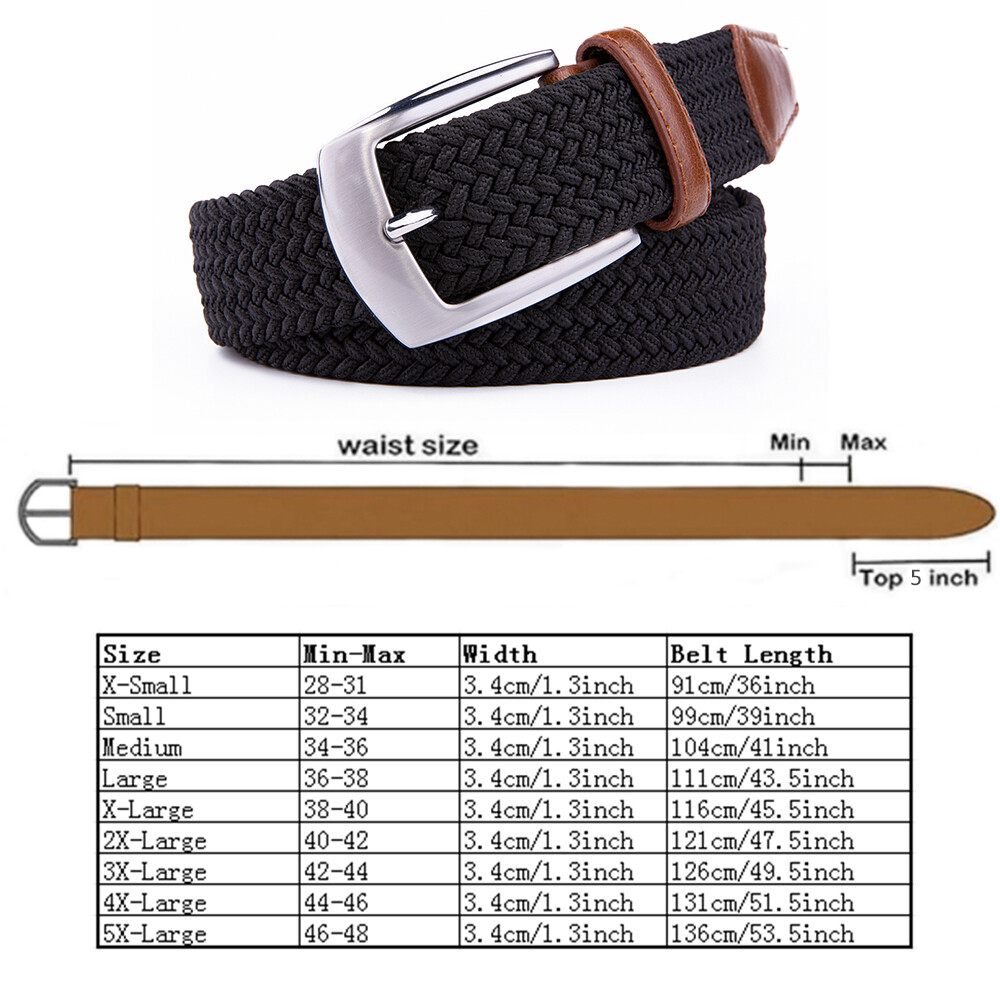 Belt for Men,Woven Stretch Braided Belt for Casual Pants Jean Mens Belts