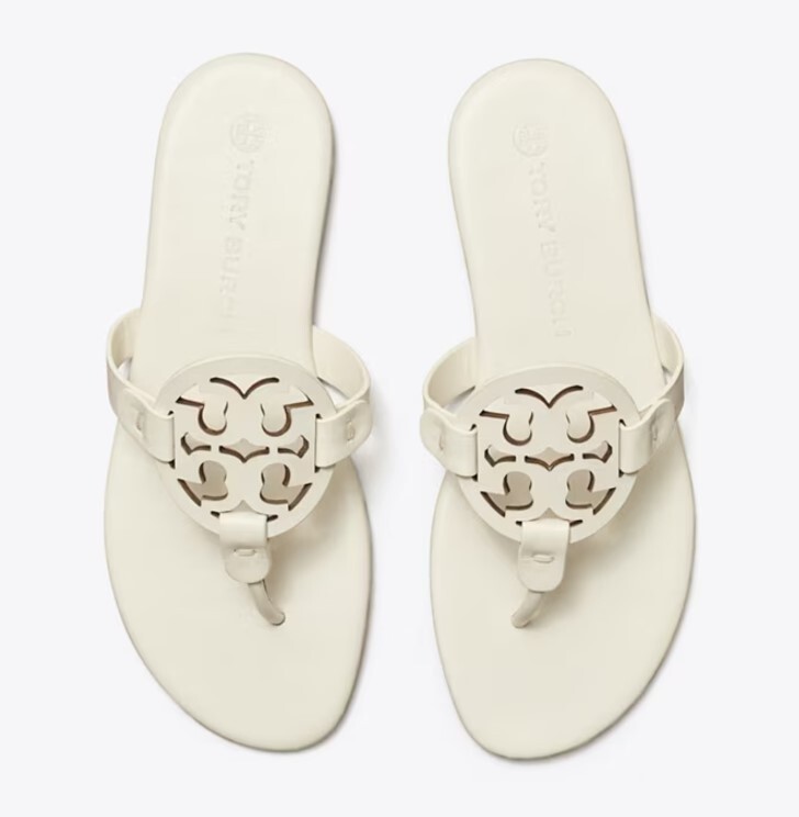 Tory Burch MILLER SANDAL SOFT Calf Leather New Ivory Size 10 (New in Box)