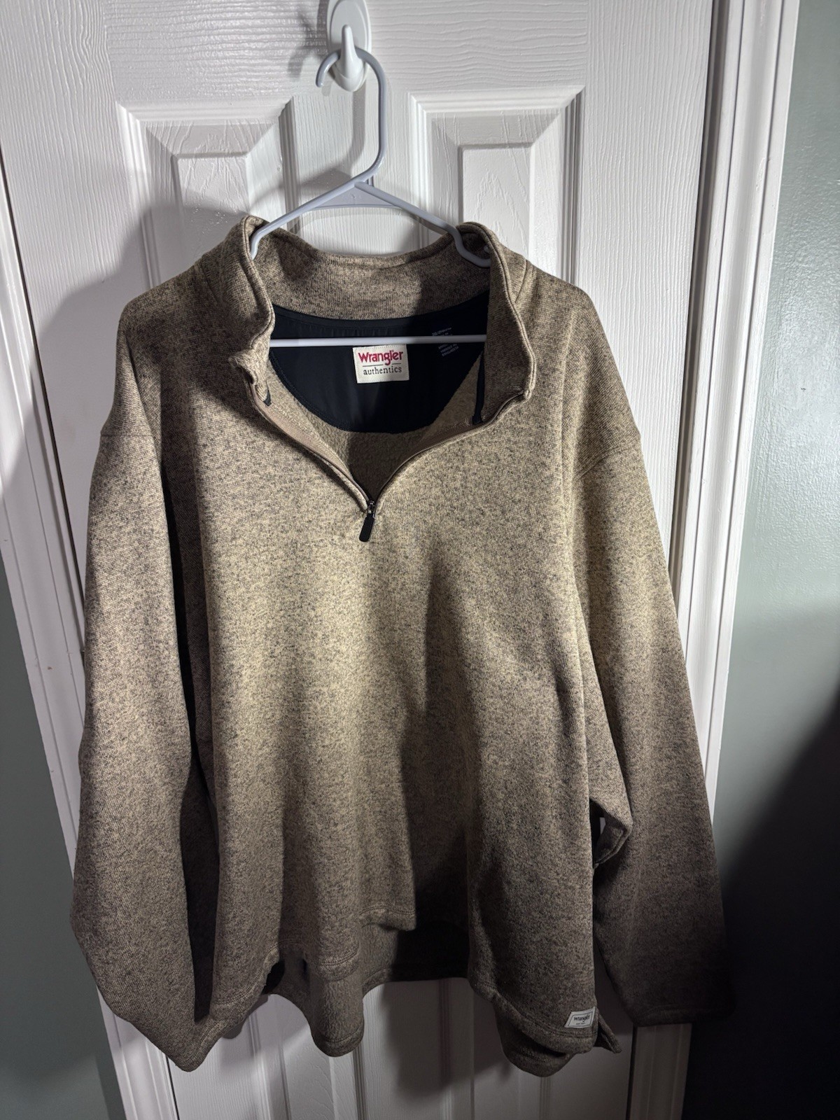 Wrangler Authentics Men’s 2XL Beige Fleece 1/4 Zip Mock Neck Pullover