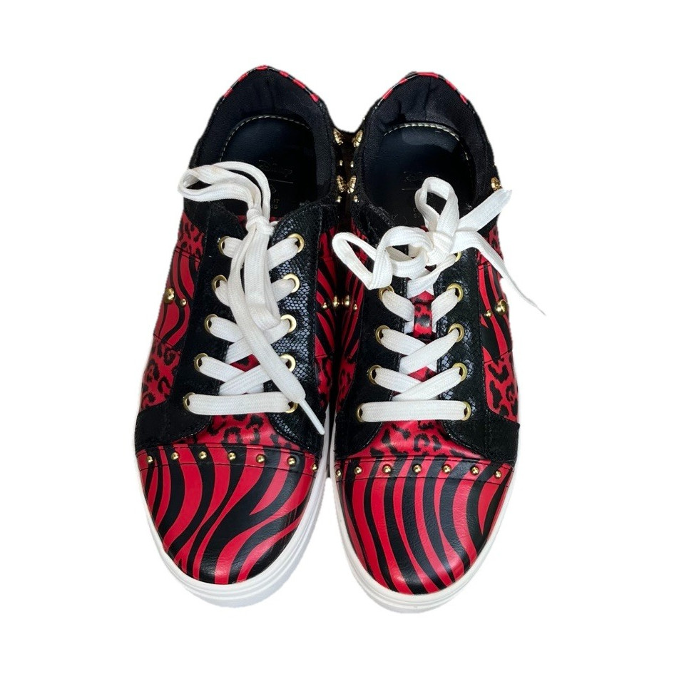 Rare Women’s Disney Red/Black/White Animal Print Low Top Lace-Up Sneakers
