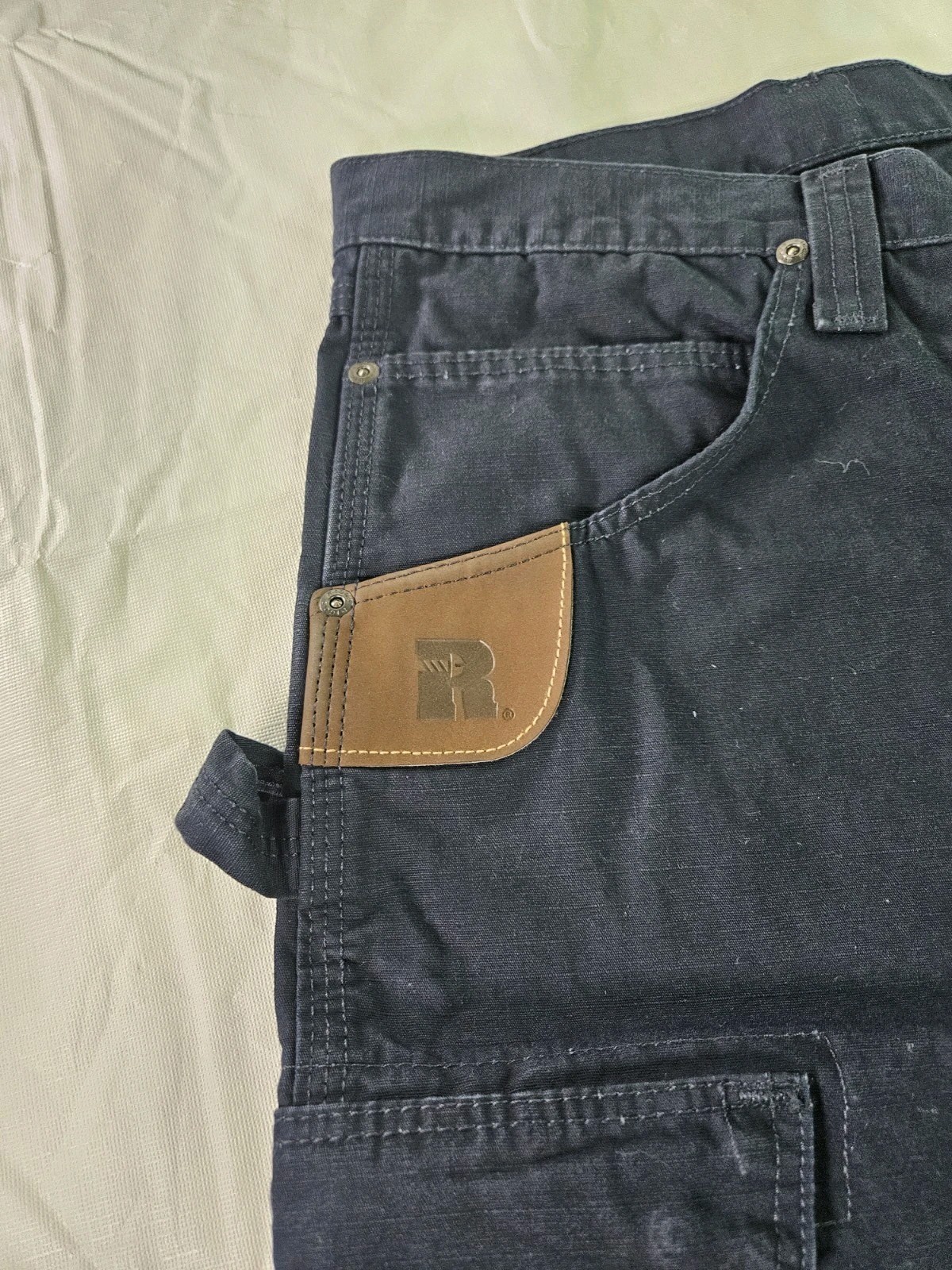 Wrangler Riggs Workwear Carpenter Short Men 44×10.5″ Blue Hammer Loop Canvas