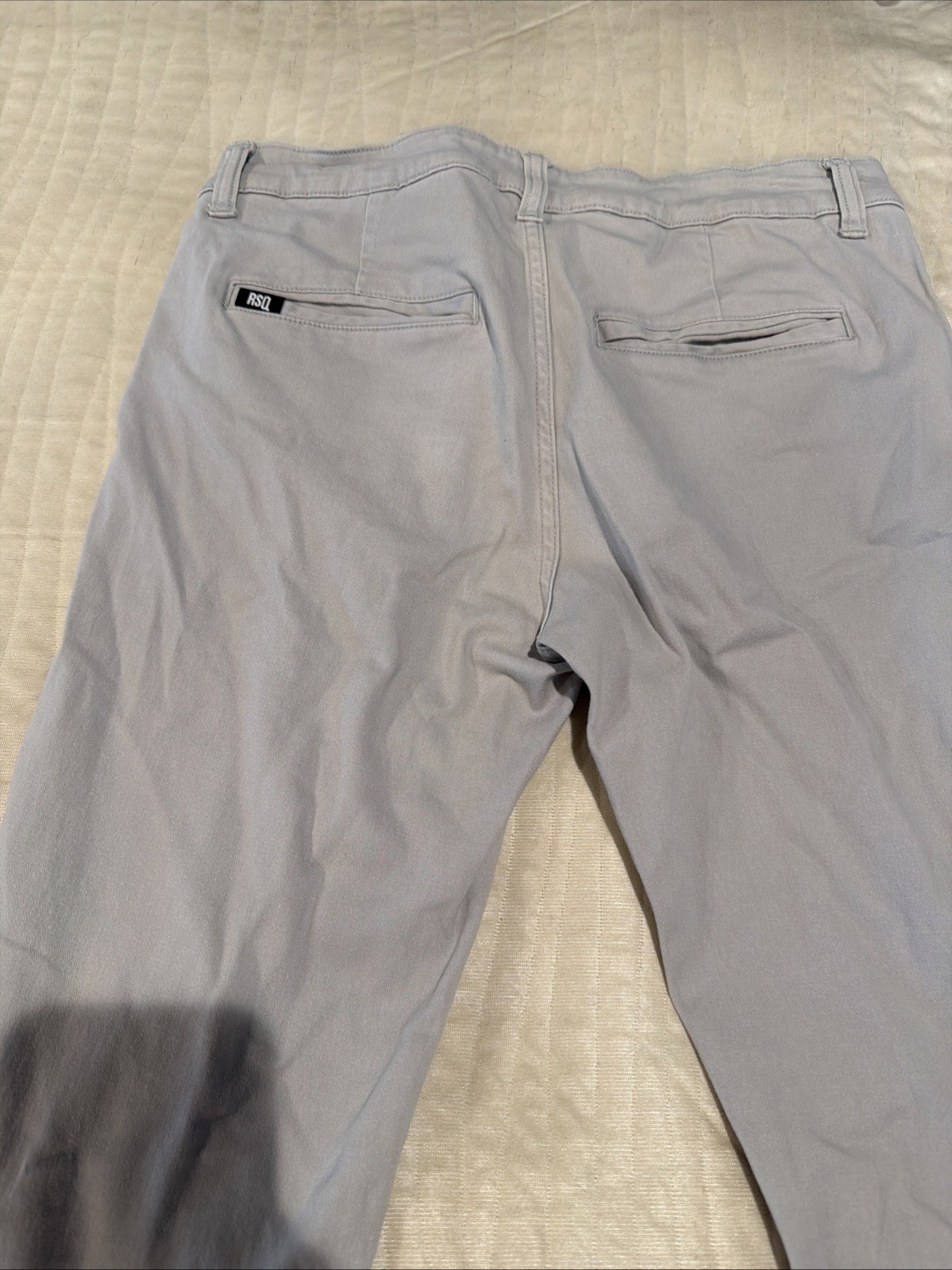 RSQ London Skinny Chino Pants Mens 30×32 Khaki Stretch Flat Front Casual