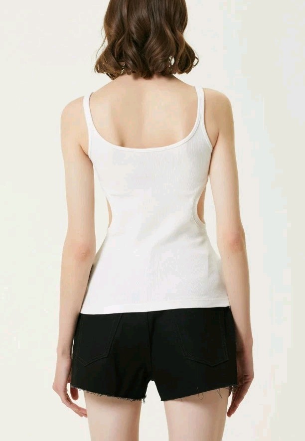 Woman’s Off-White Meteor Ribbed Tank Top Shirt Size 36IT (0US) XXS-XS White