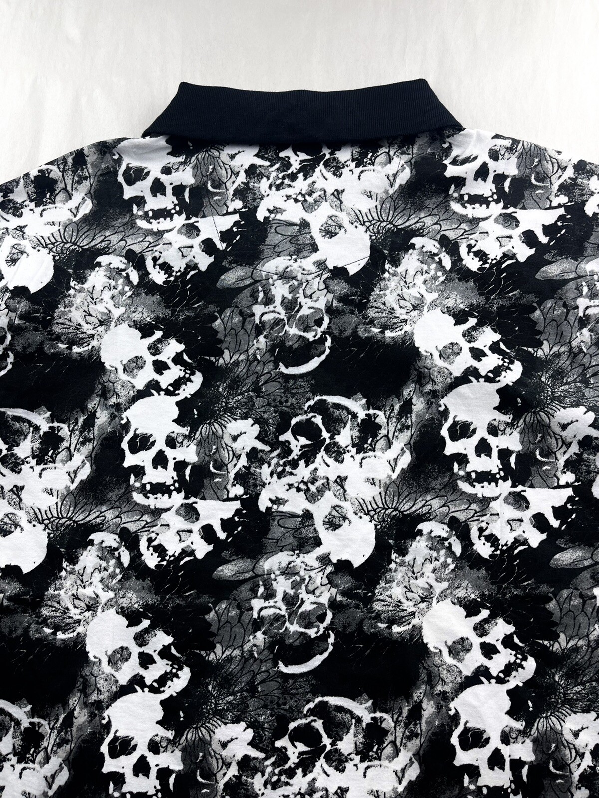 Robert Graham Geometric SKULL HEAD Floral Camouflage Print Polo Shirt Medium