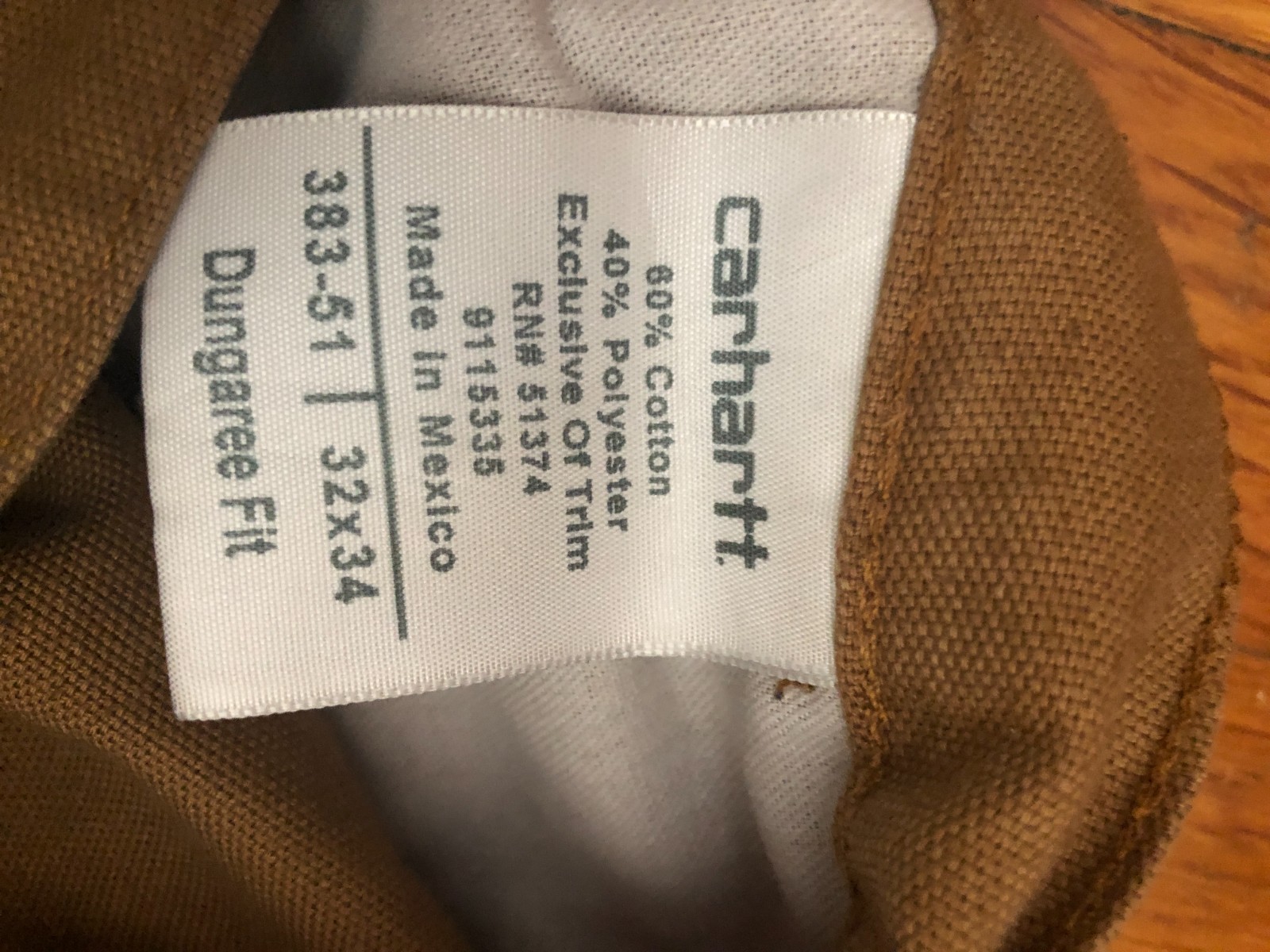 Carhartt Carpenter Brown Dungaree Fit Canvas Work Pants Men Size 32×34