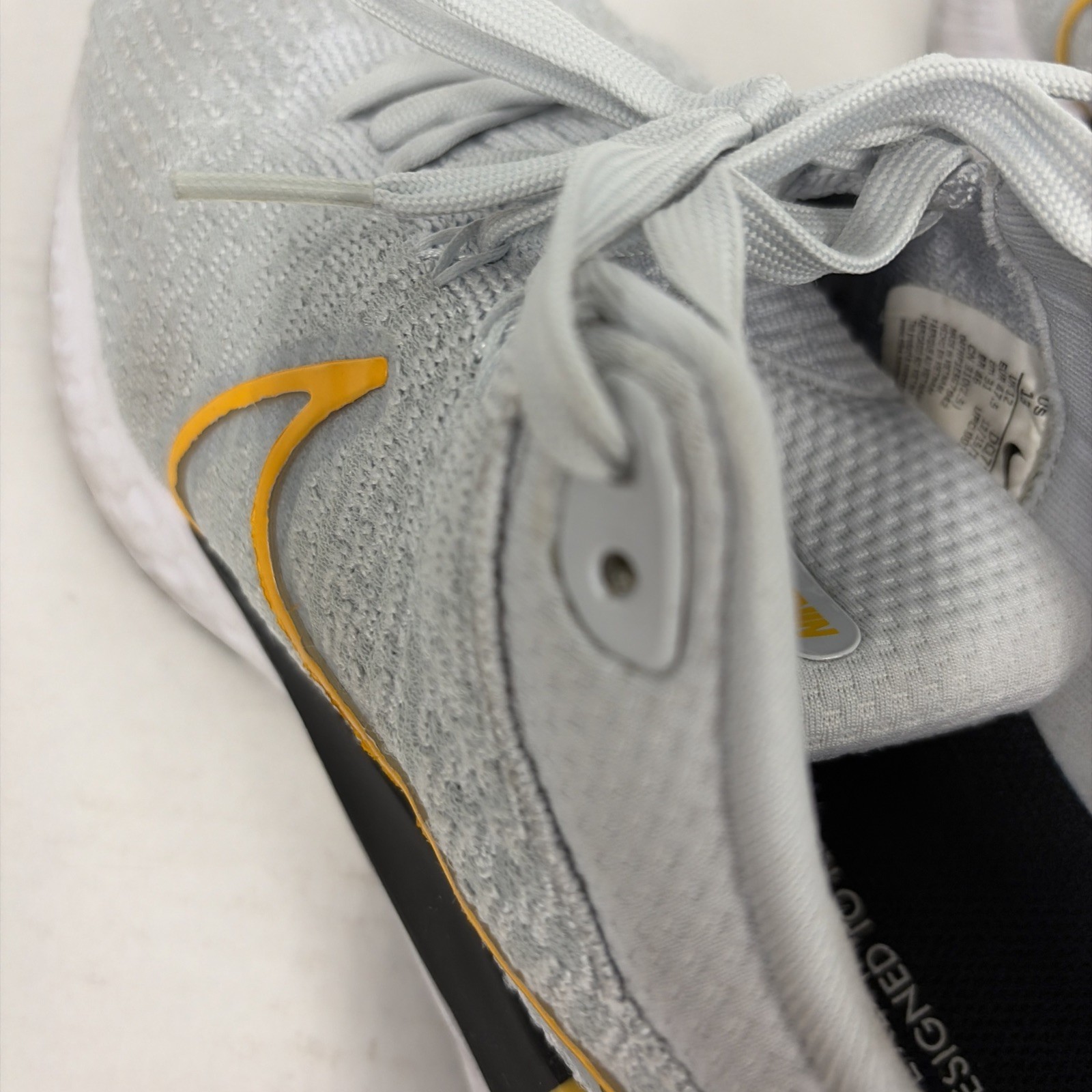Nike React Infinity Run Flyknit Men’s 13 Gray Yellow Running Shoes DQ7830-016 T5