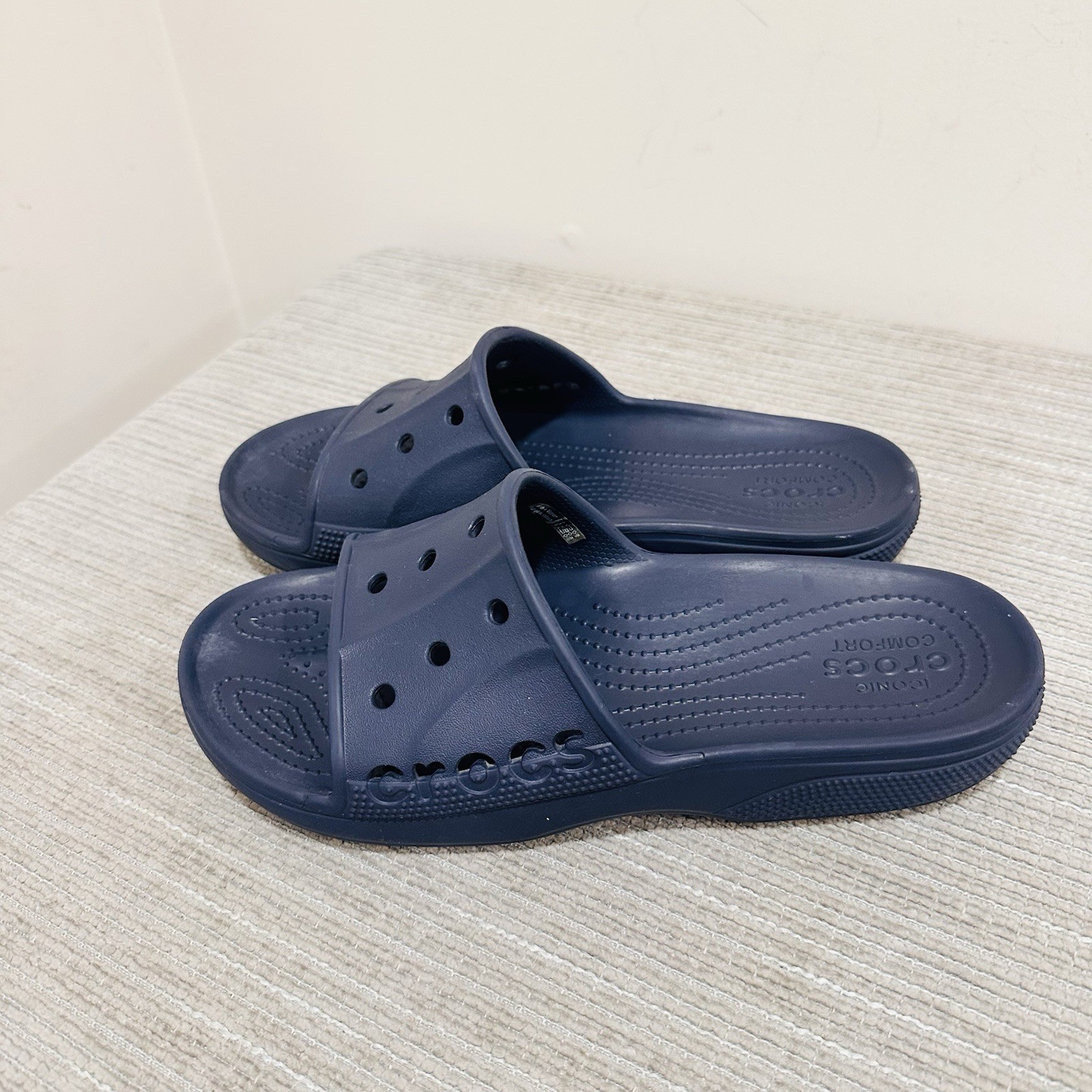Crocs Baya Slide Sandals Womens 10 Blue Slip On Shoes Pool Beach