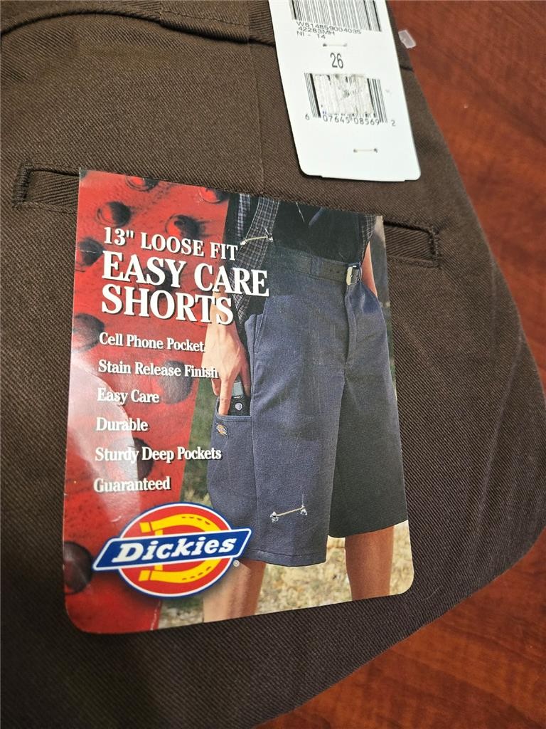 .= Dickies Men Shorts 26 Cell Phone Pocket 13″ Loose Fit Easy Care Scotchguard