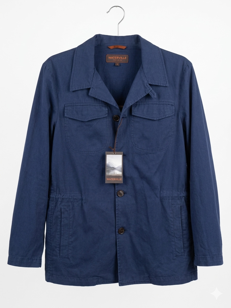 Waterville Butler Blue Safari Jacket Full Button Cotton Regular Fit S (EU 48)