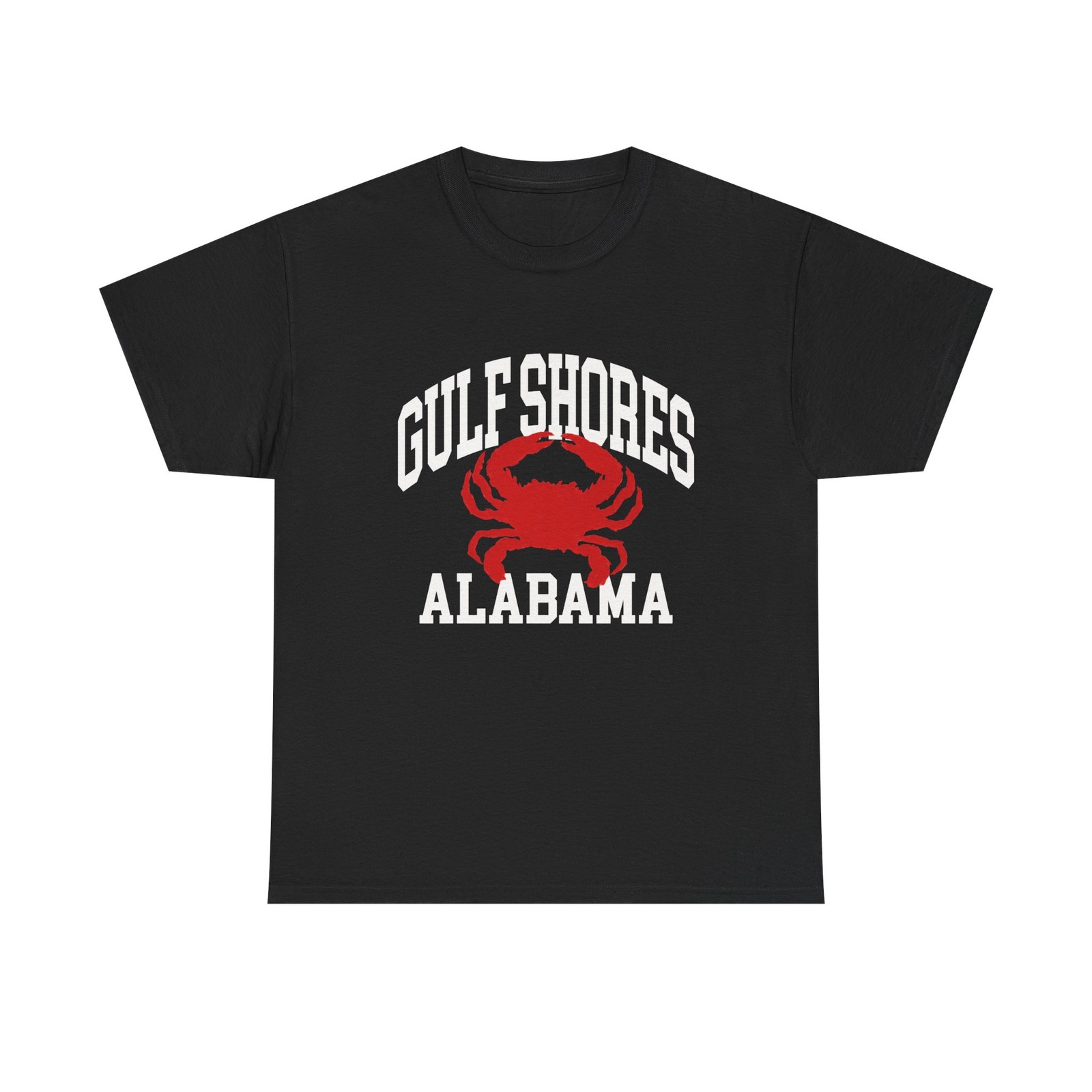 Gulf Shores Alabama Crab Tee Fishing Souvenir Black Tee