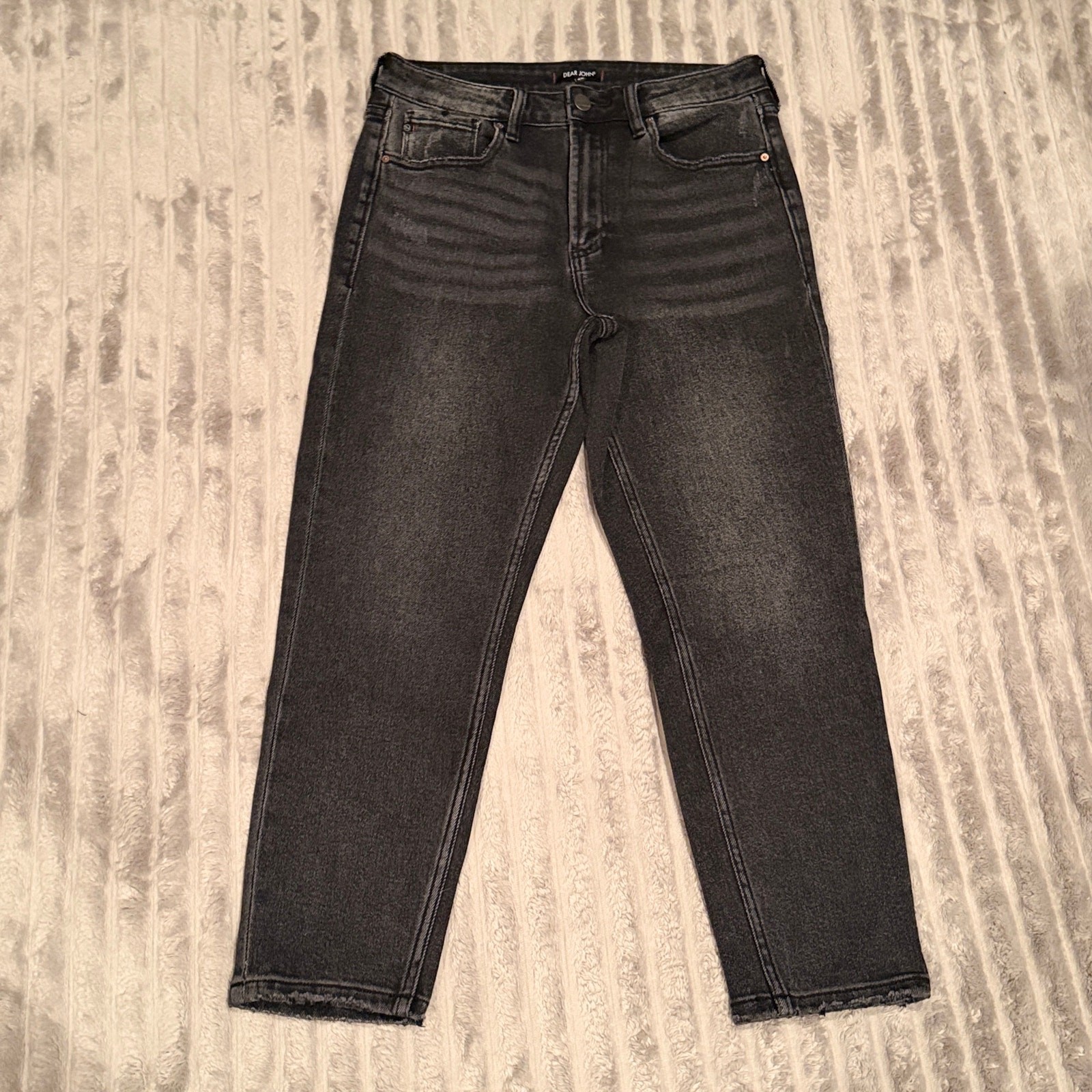 Dear John Crop Jeans Black Grey Fade Distressed Raw Hem Women’s Size 28