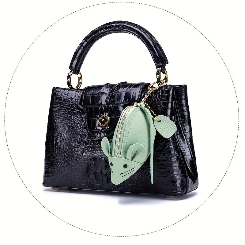 Genuine Leather *Adorable MOUSE POUCH-MAKEUP BAG-PURSE* Choose your color