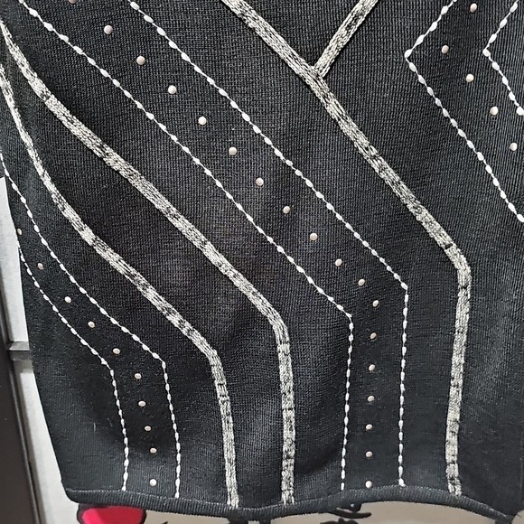 Ming Wang Black and Silver Patterned Jacket Large