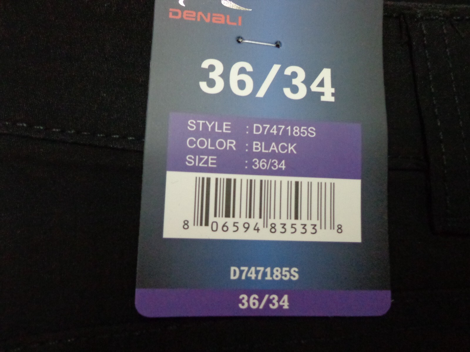 DENALI Black Travel Pants Straight Fit 36/34 NEW