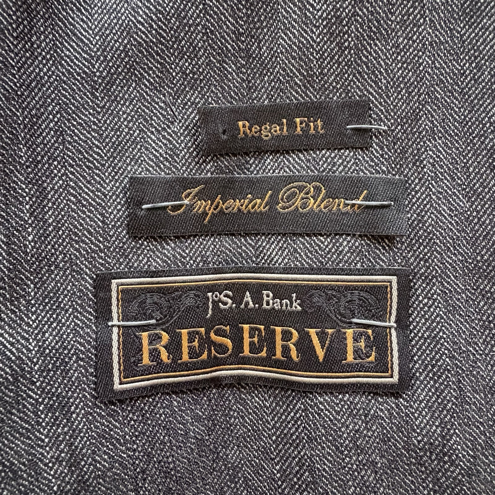 Jos A Bank Reserve Blazer Silk Wool Blend Herringbone Gray 48 Short Regal Fit
