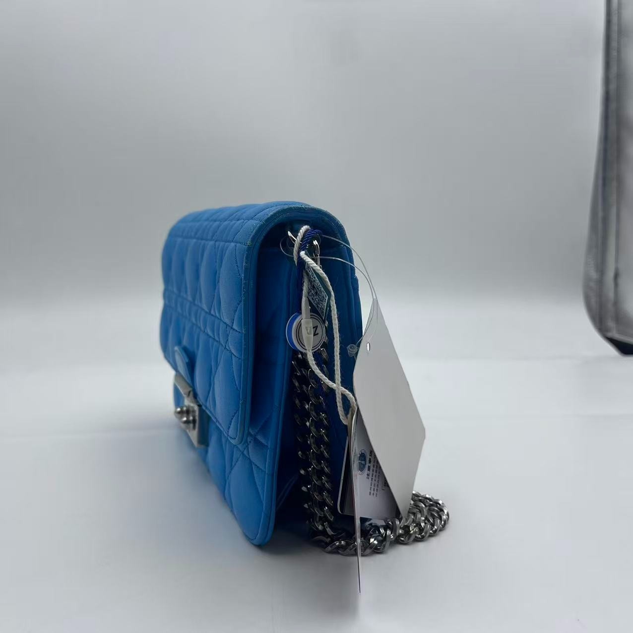 H2 Dior Miss Dior Blue Rattan Plaid Chain Mouth Bag H21489