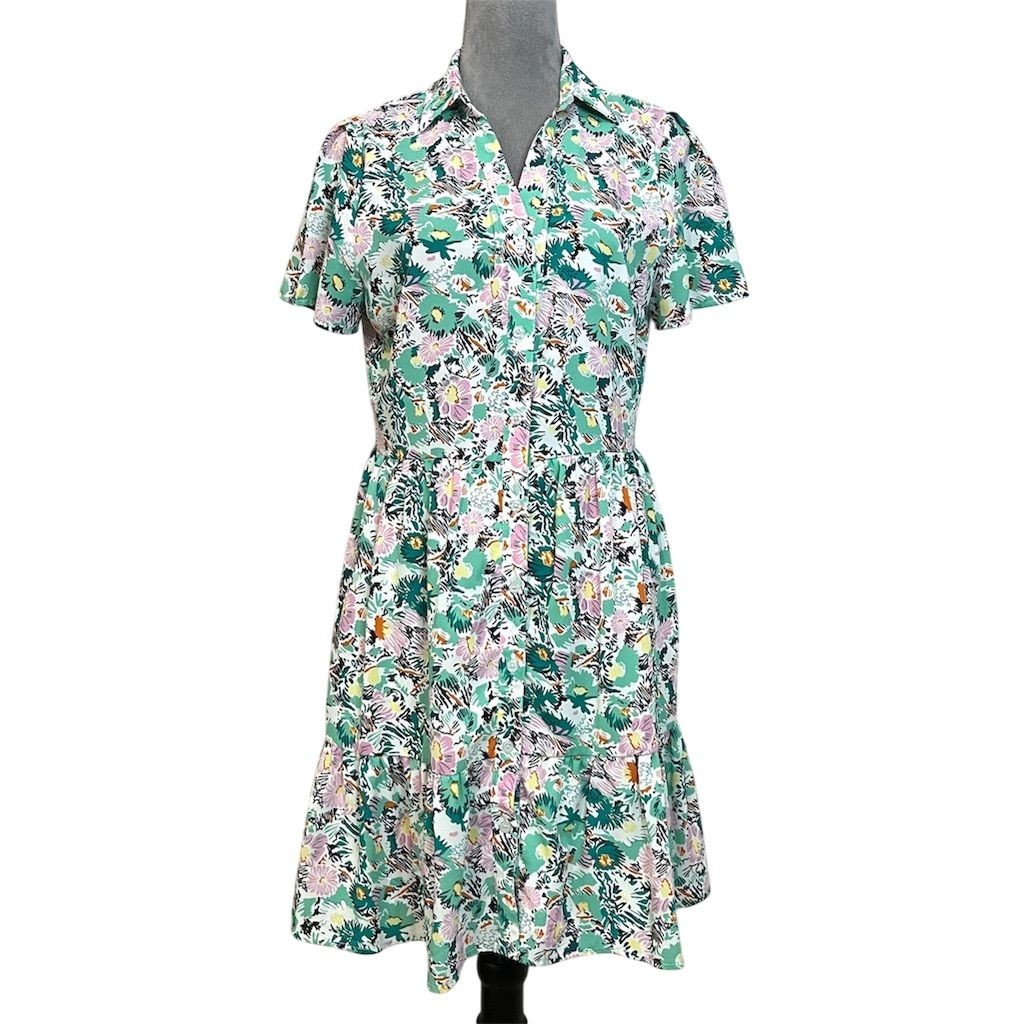 Women’s Floral Mini Dress M Spring Summer Beach Peasant Garden Girl