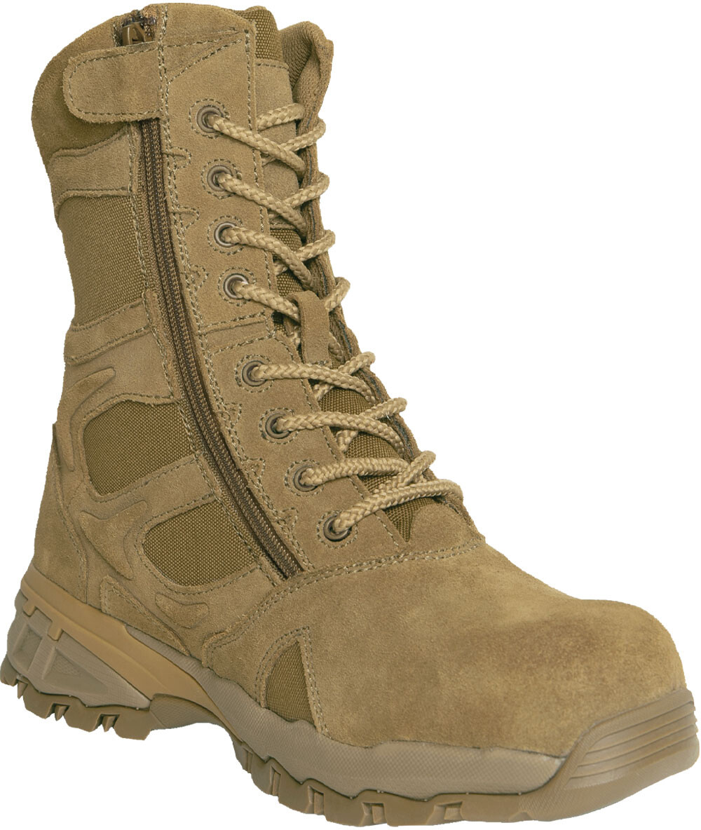 Coyote Brown AR 670-1 Combat Tactical Deployment Side Zipper Boots Composite Toe