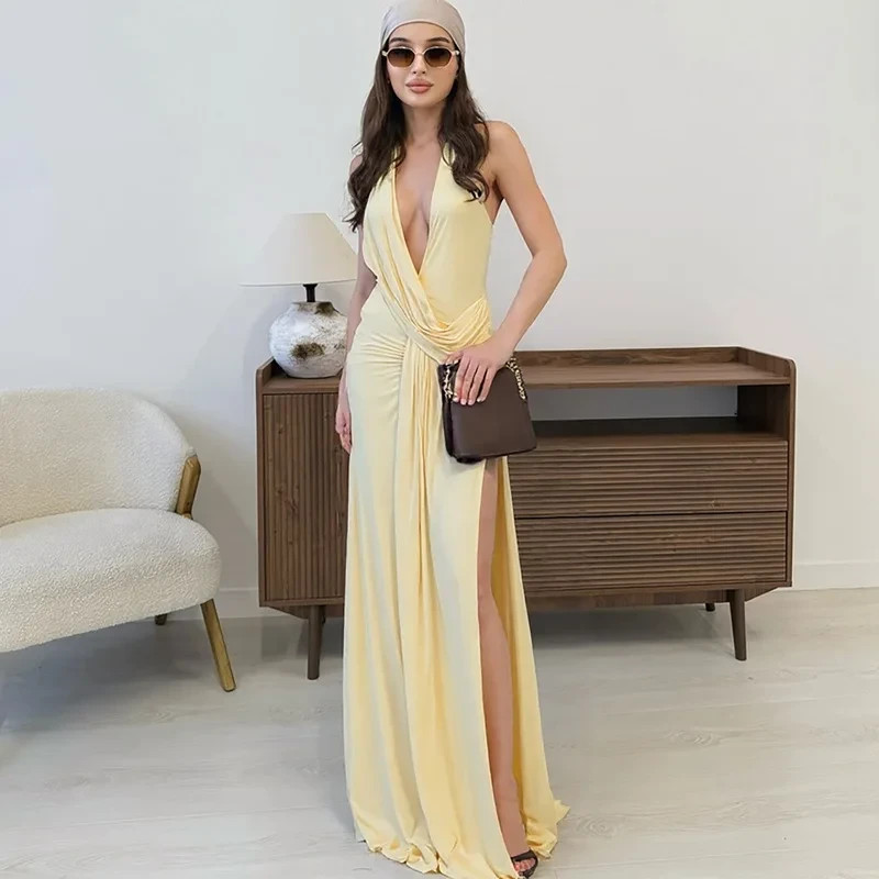 Women Deep V Neck Backless Mini Dress Sexy Summer Party Club Dress